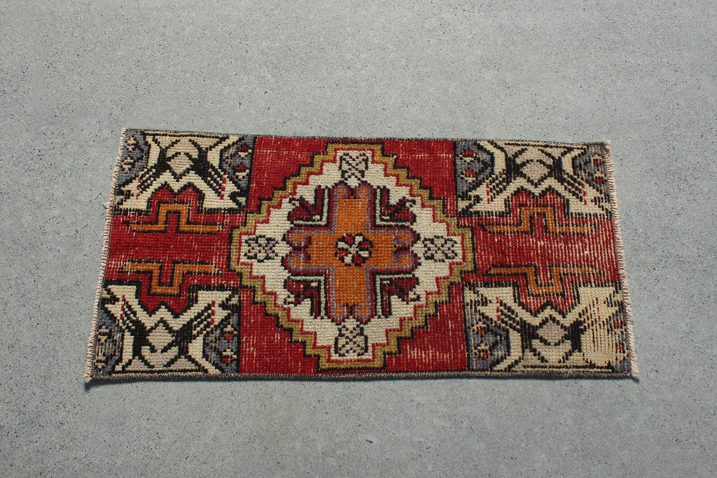 Vintage Turkish Mini Rug 1.3 x 2.6 ft