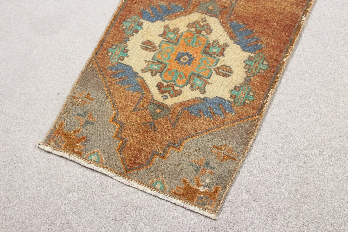 Vintage Turkish Mini Rug 1.4 x 3.2 ft