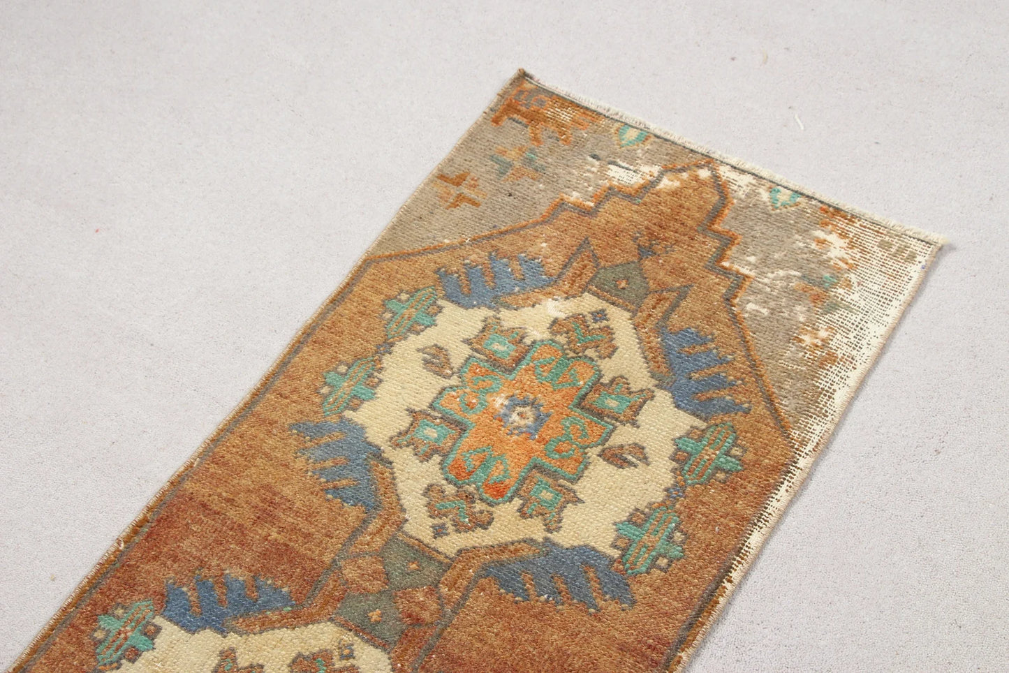 Vintage Turkish Mini Rug 1.4 x 3.2 ft