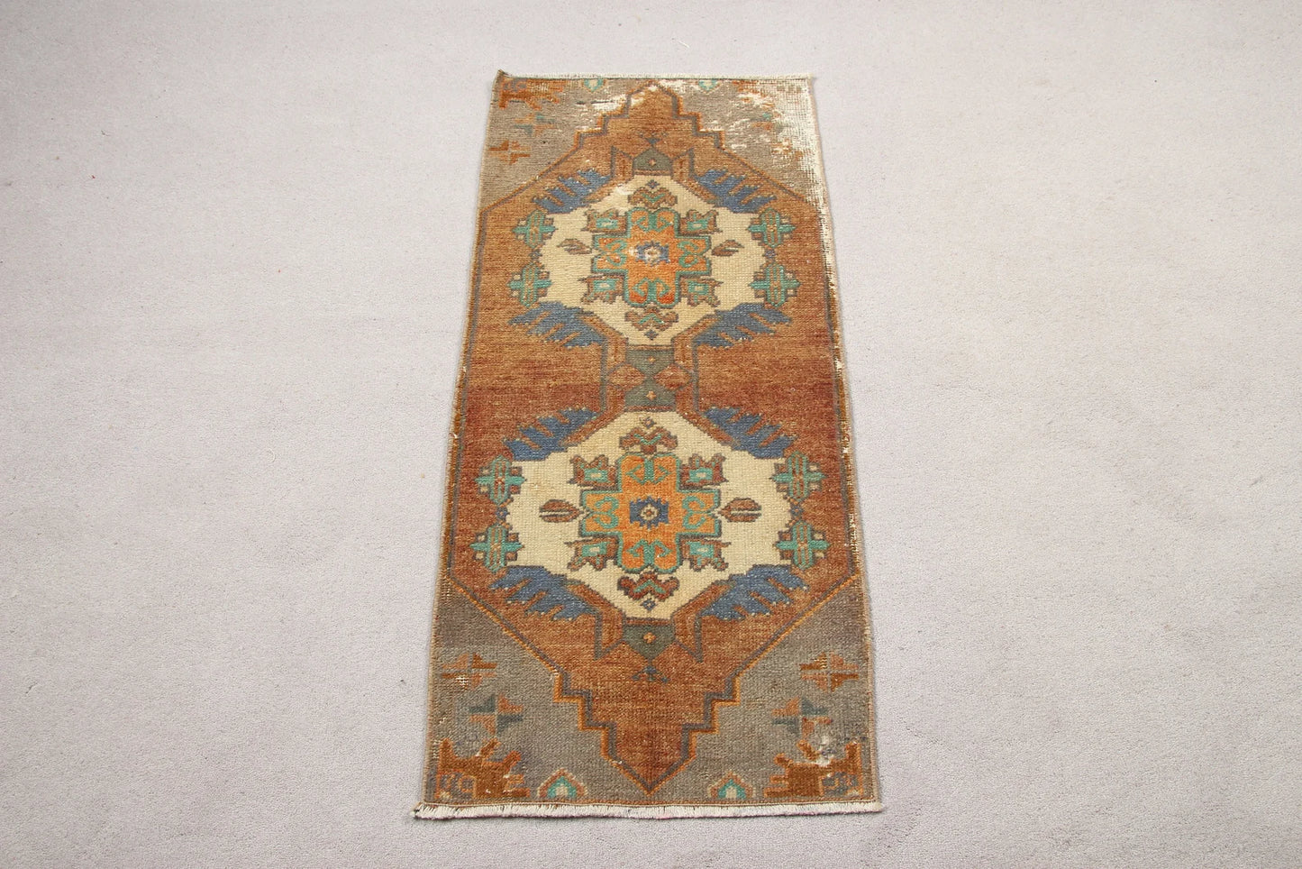 Vintage Turkish Mini Rug 1.4 x 3.2 ft