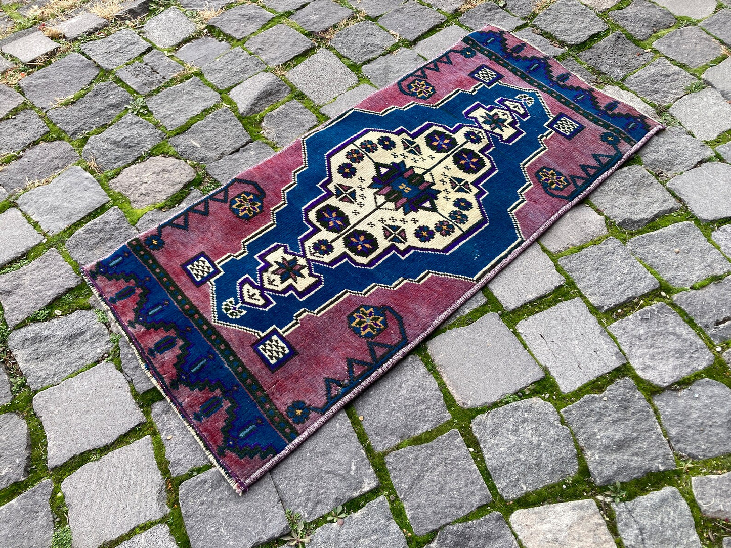 Vintage Turkish Mini Rug 1.2 x 2.8 ft