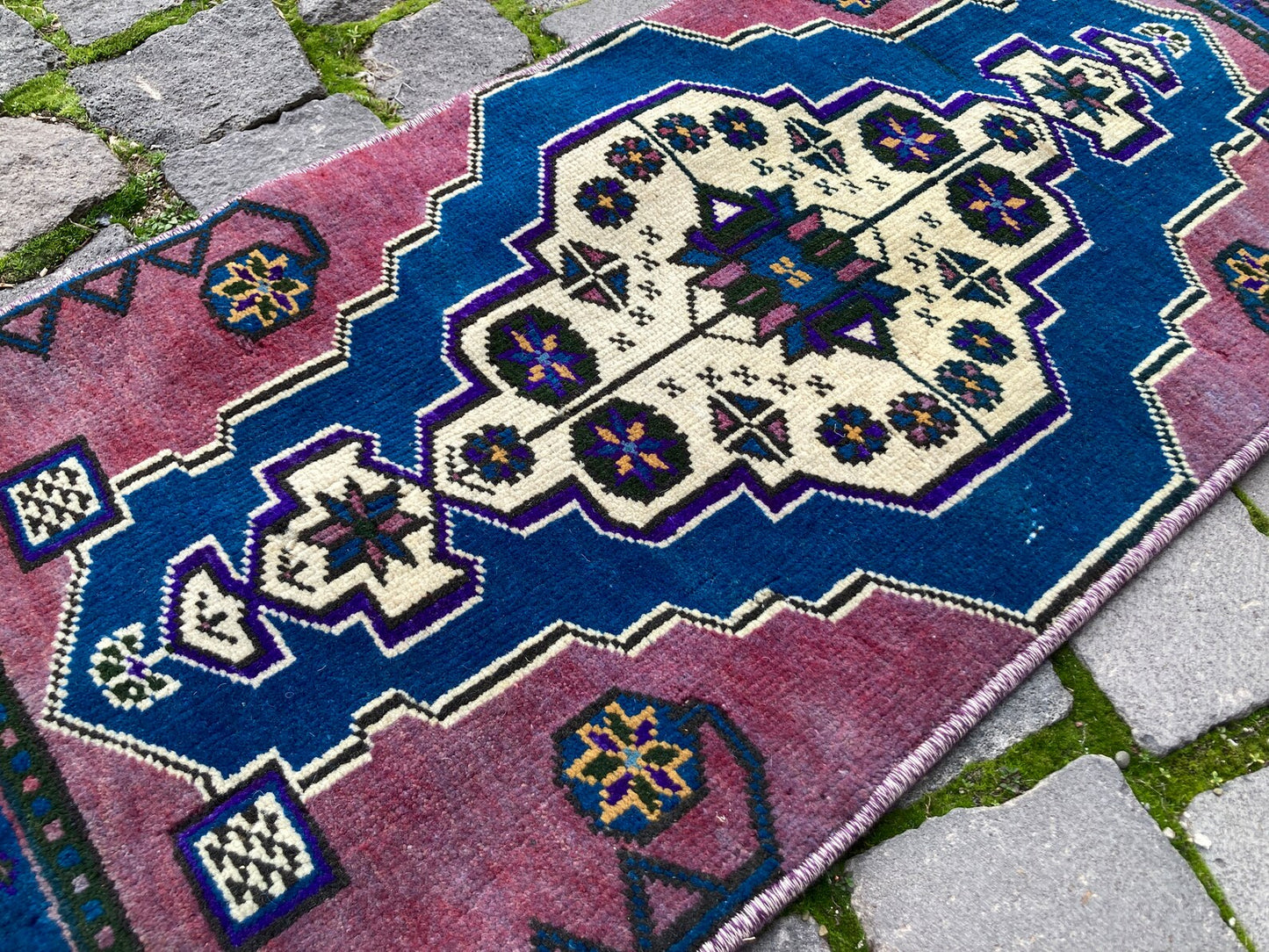 Vintage Turkish Mini Rug 1.2 x 2.8 ft