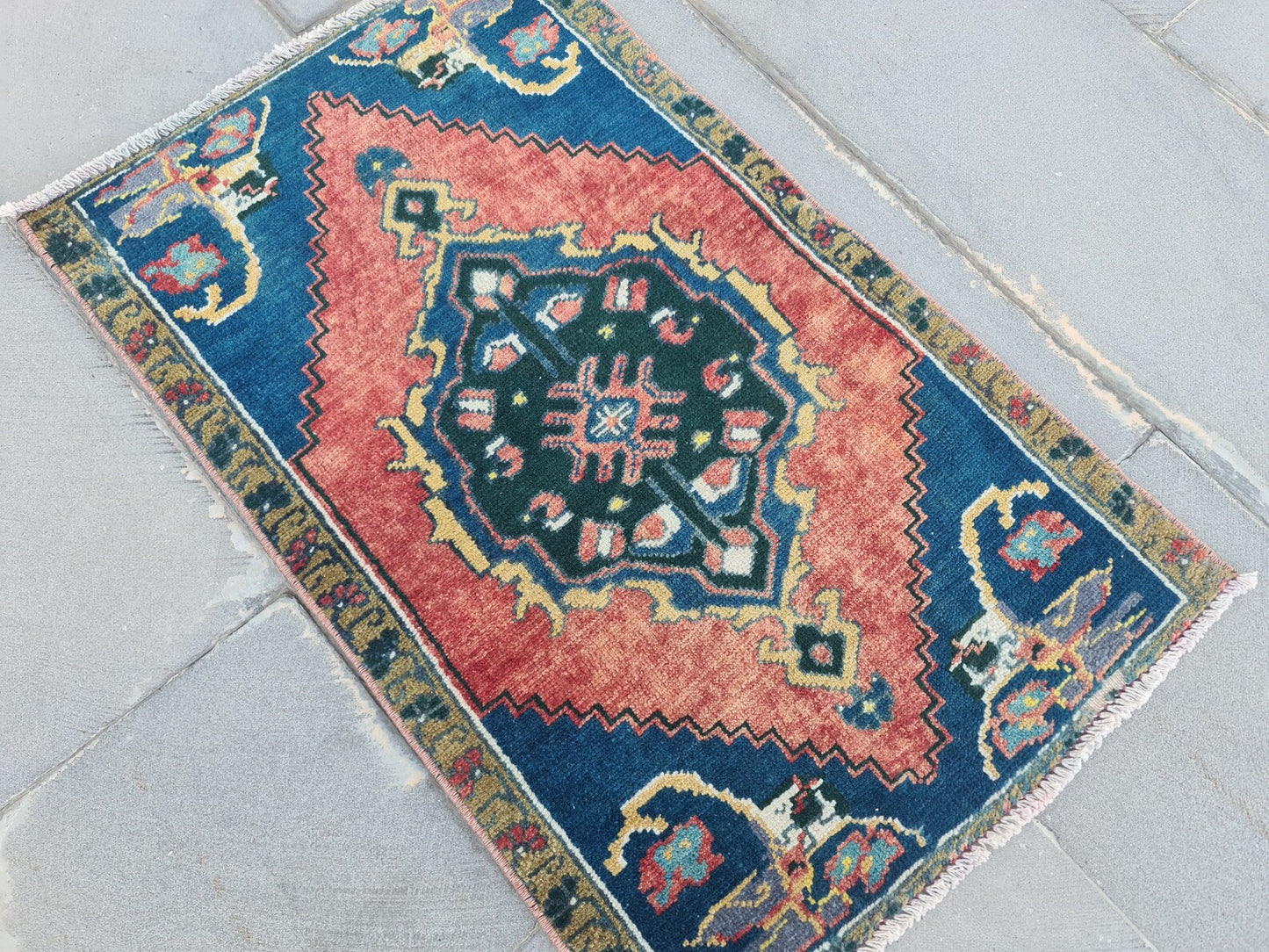 Vintage Turkish Mini Rug 1.8 x 2.9 ft