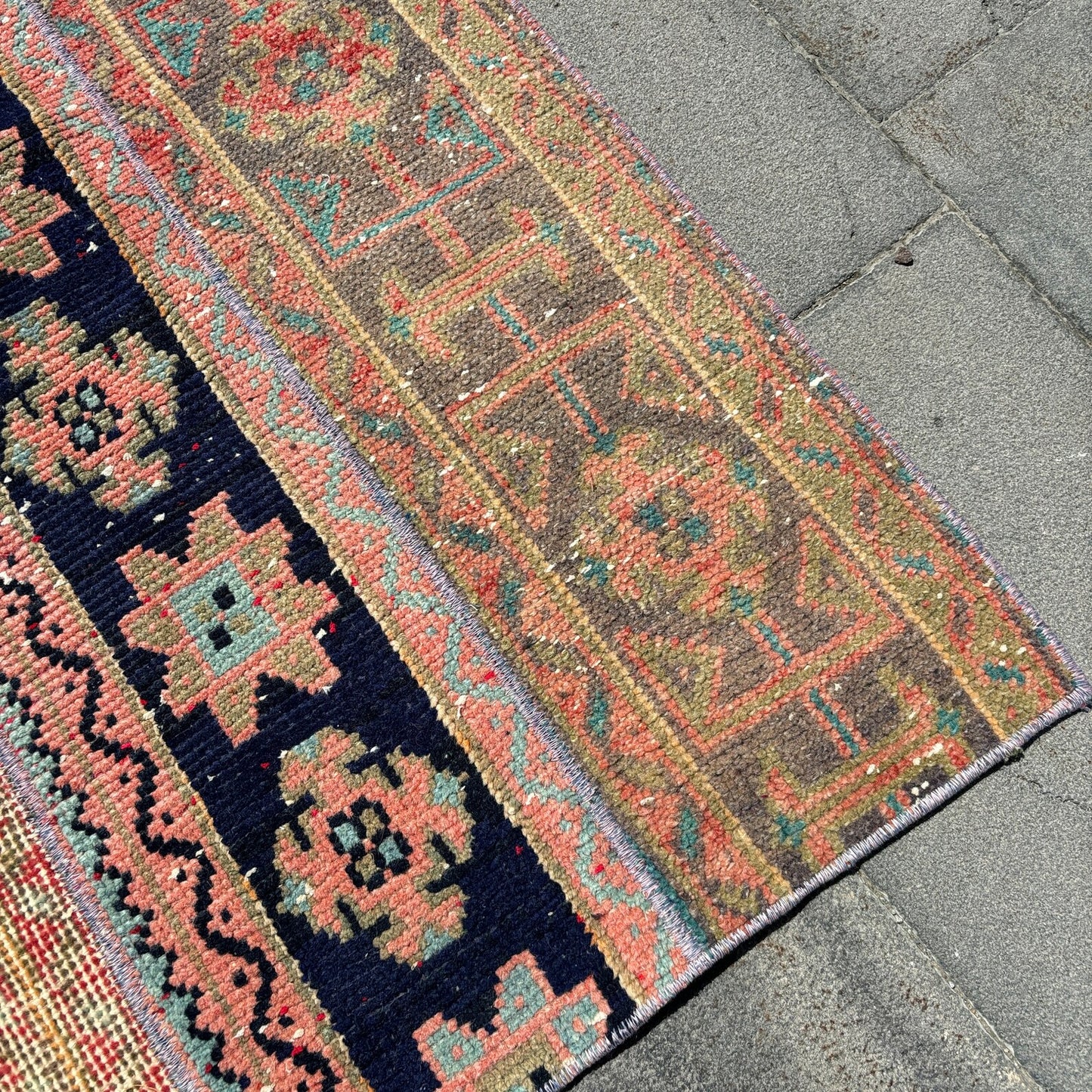 Vintage Turkish Runner Rug 2.4 X 8.9 ft