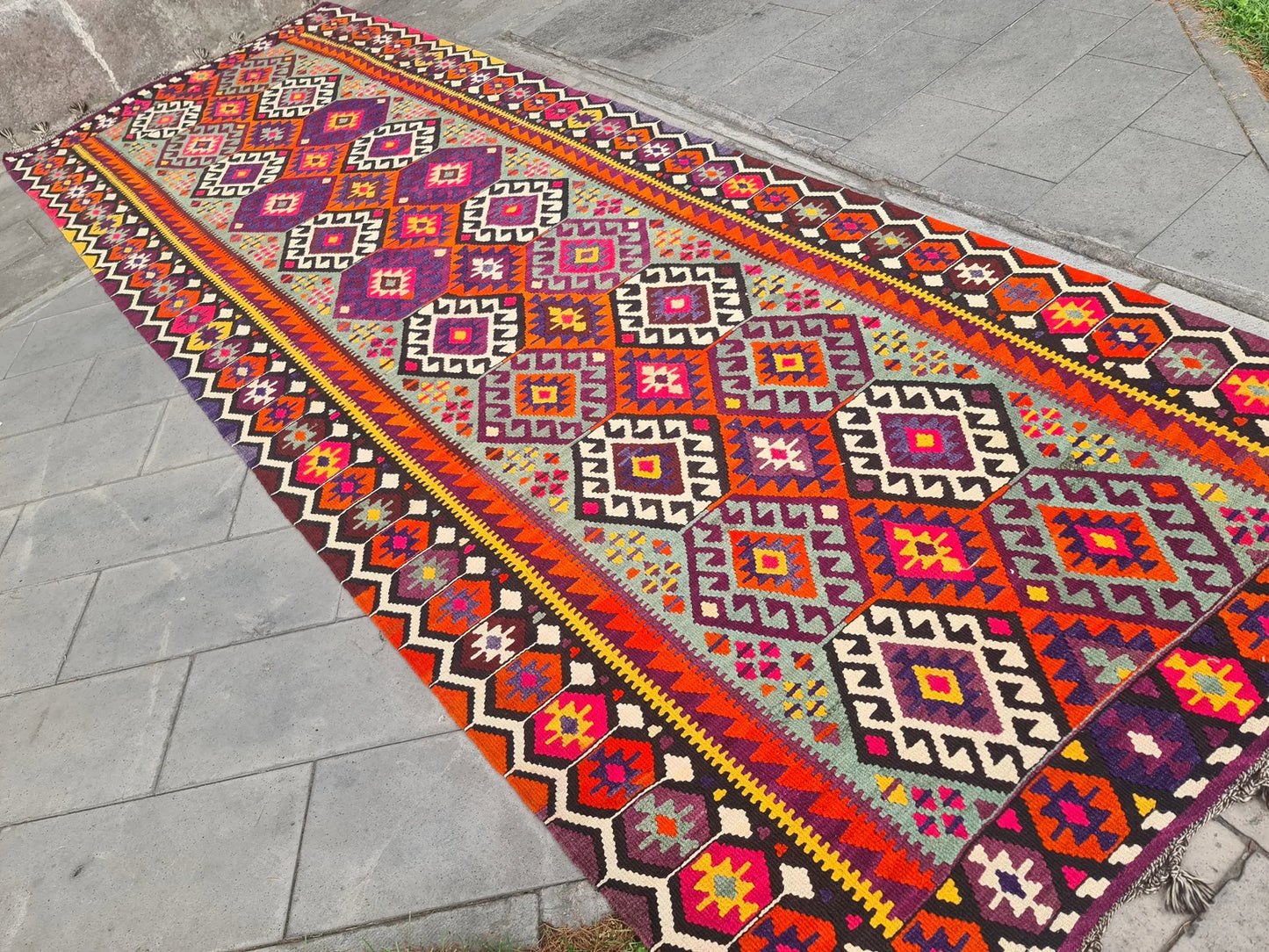 XL Vintage Turkish Accent Area Rug 5.4 x 16 ft