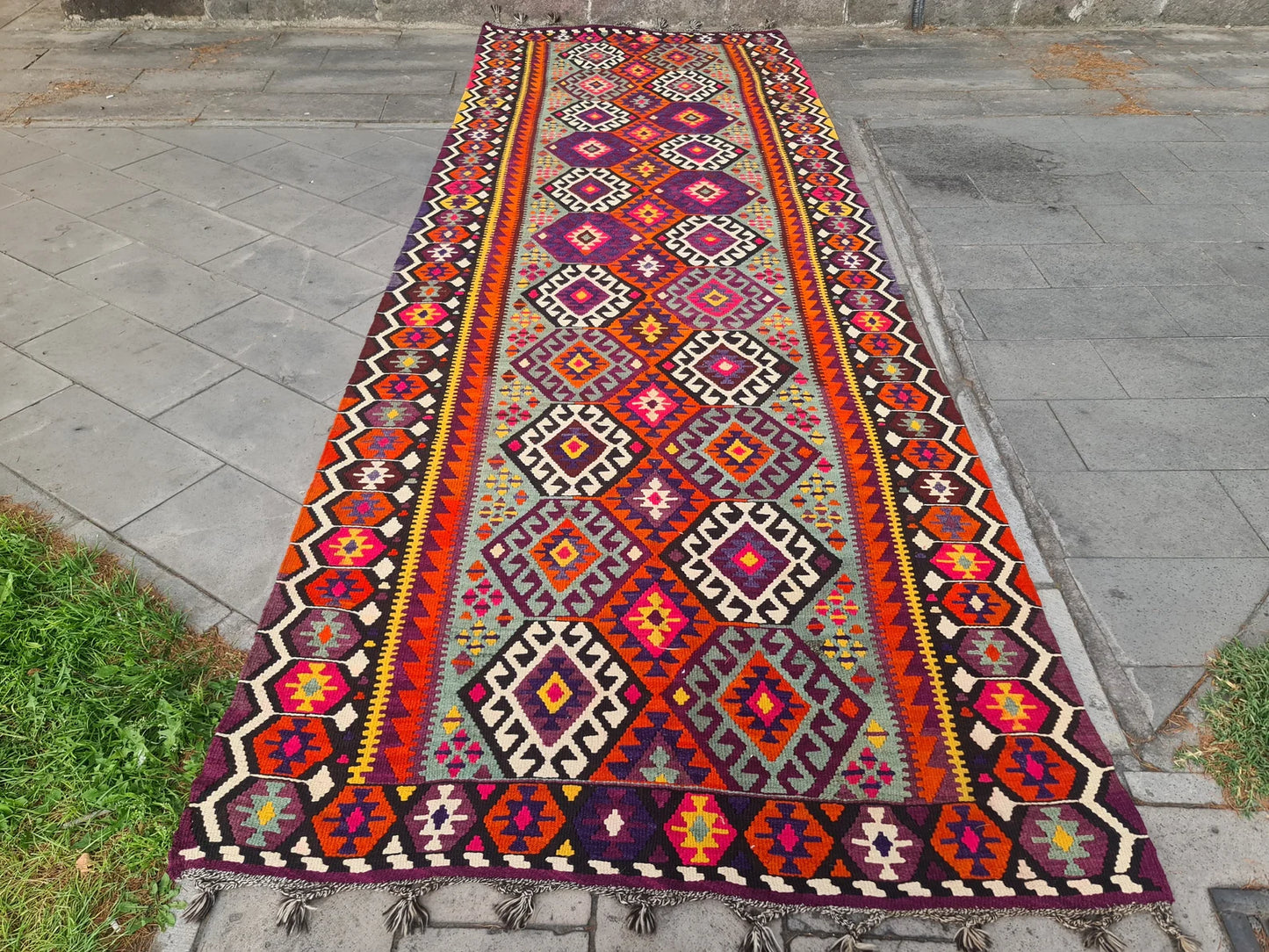 XL Vintage Turkish Accent Area Rug 5.4 x 16 ft