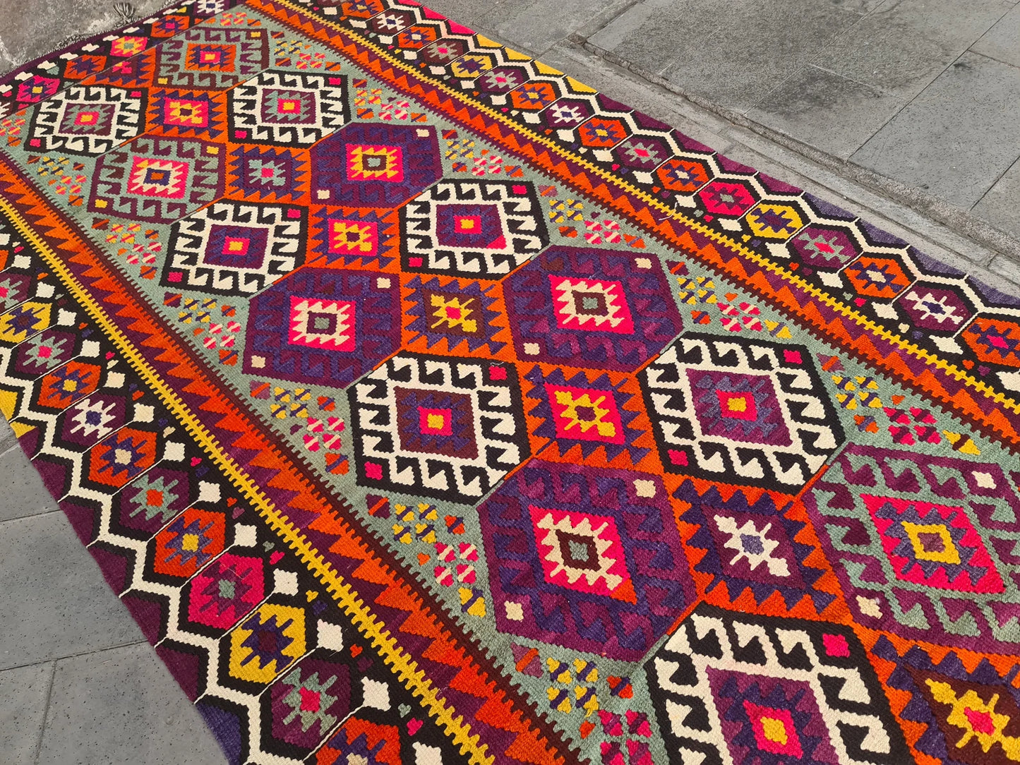 XL Vintage Turkish Accent Area Rug 5.4 x 16 ft