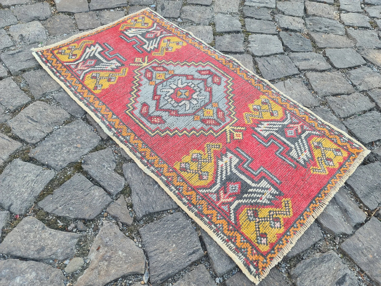 Vintage Turkish Mini Rug 1.7 x 3.2 ft