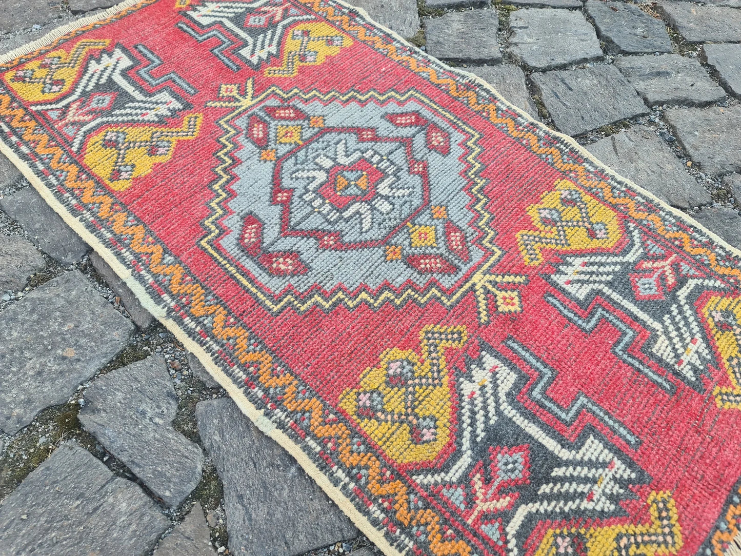 Vintage Turkish Mini Rug 1.7 x 3.2 ft