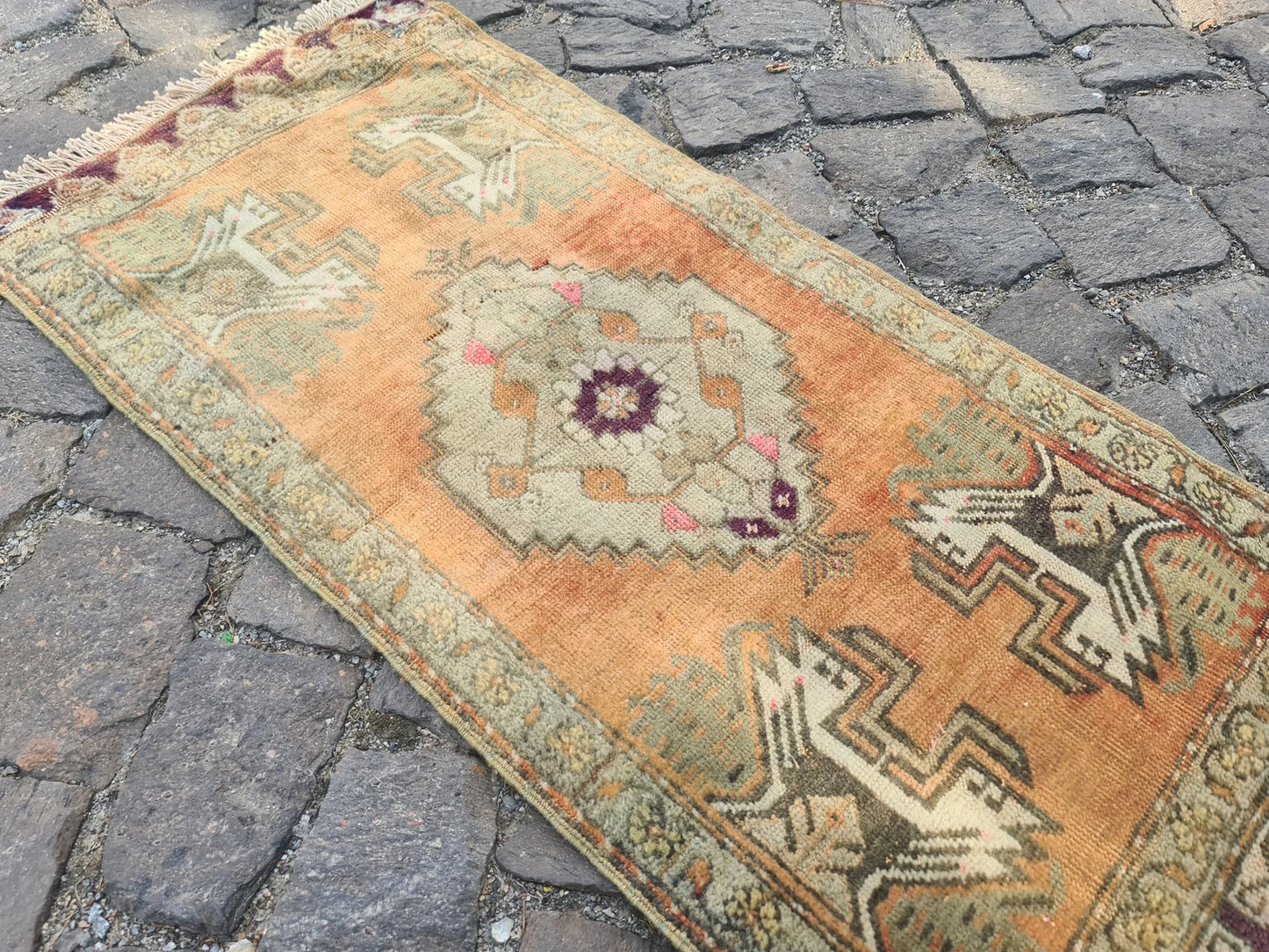 Vintage Turkish Mini Rug 1.6 x 3.9 ft