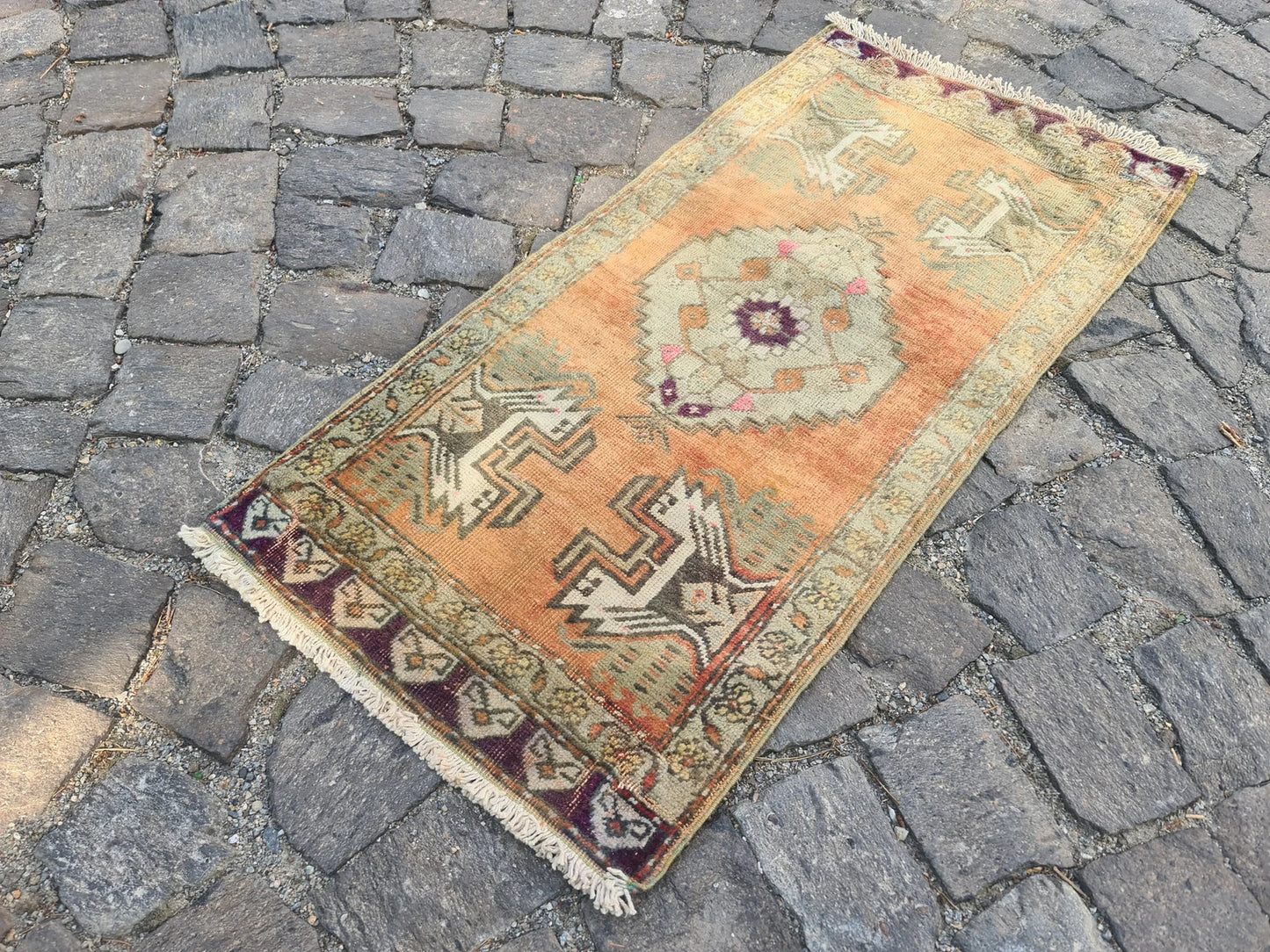 Vintage Turkish Mini Rug 1.6 x 3.9 ft