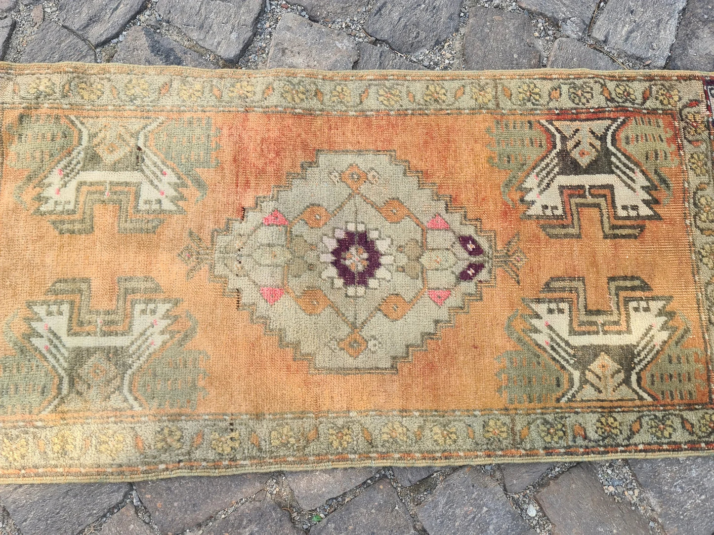 Vintage Turkish Mini Rug 1.6 x 3.9 ft