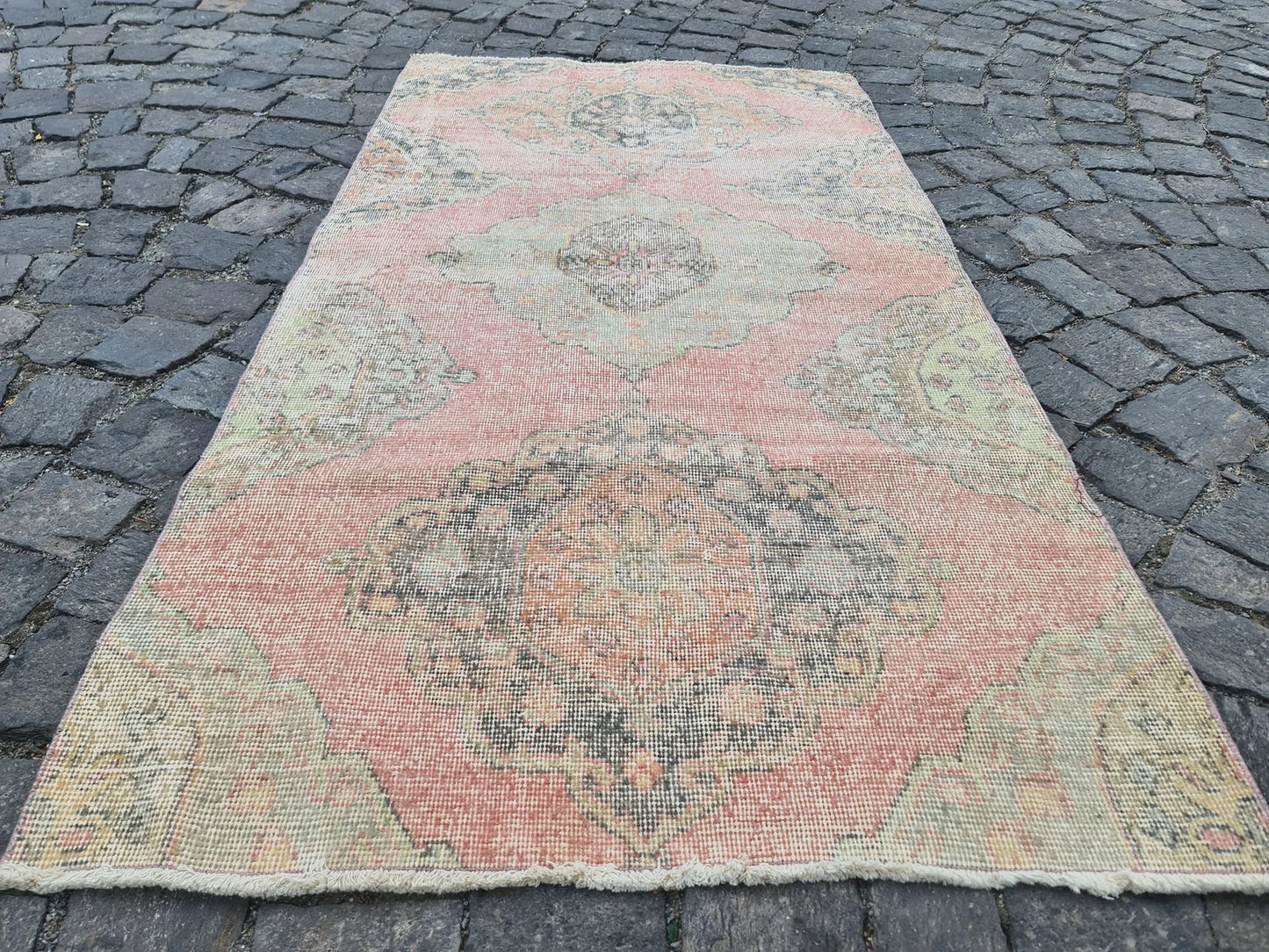 Vintage Turkish Accent Area rug 3.3 x 6.2 ft