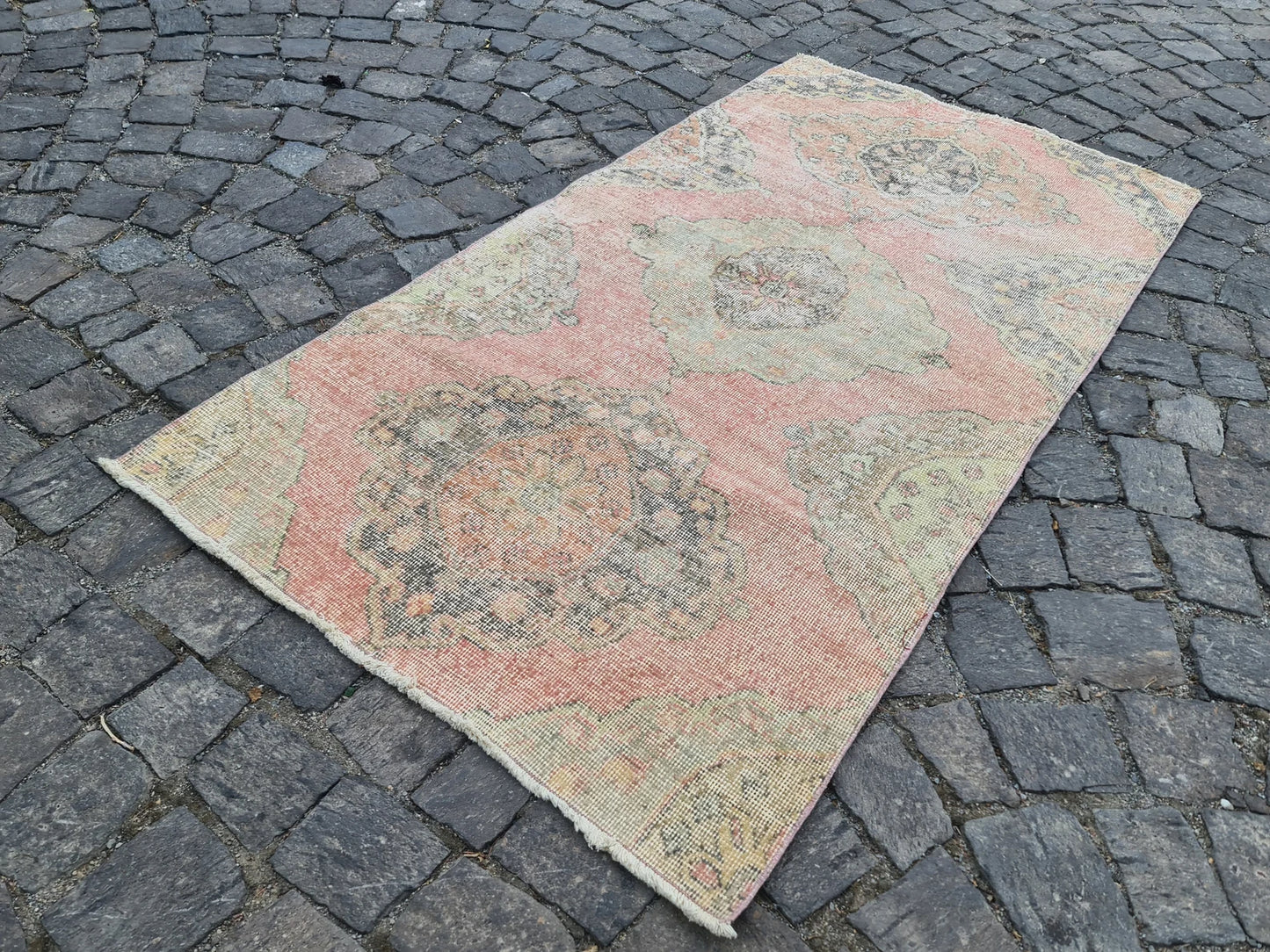 Vintage Turkish Accent Area rug 3.3 x 6.2 ft