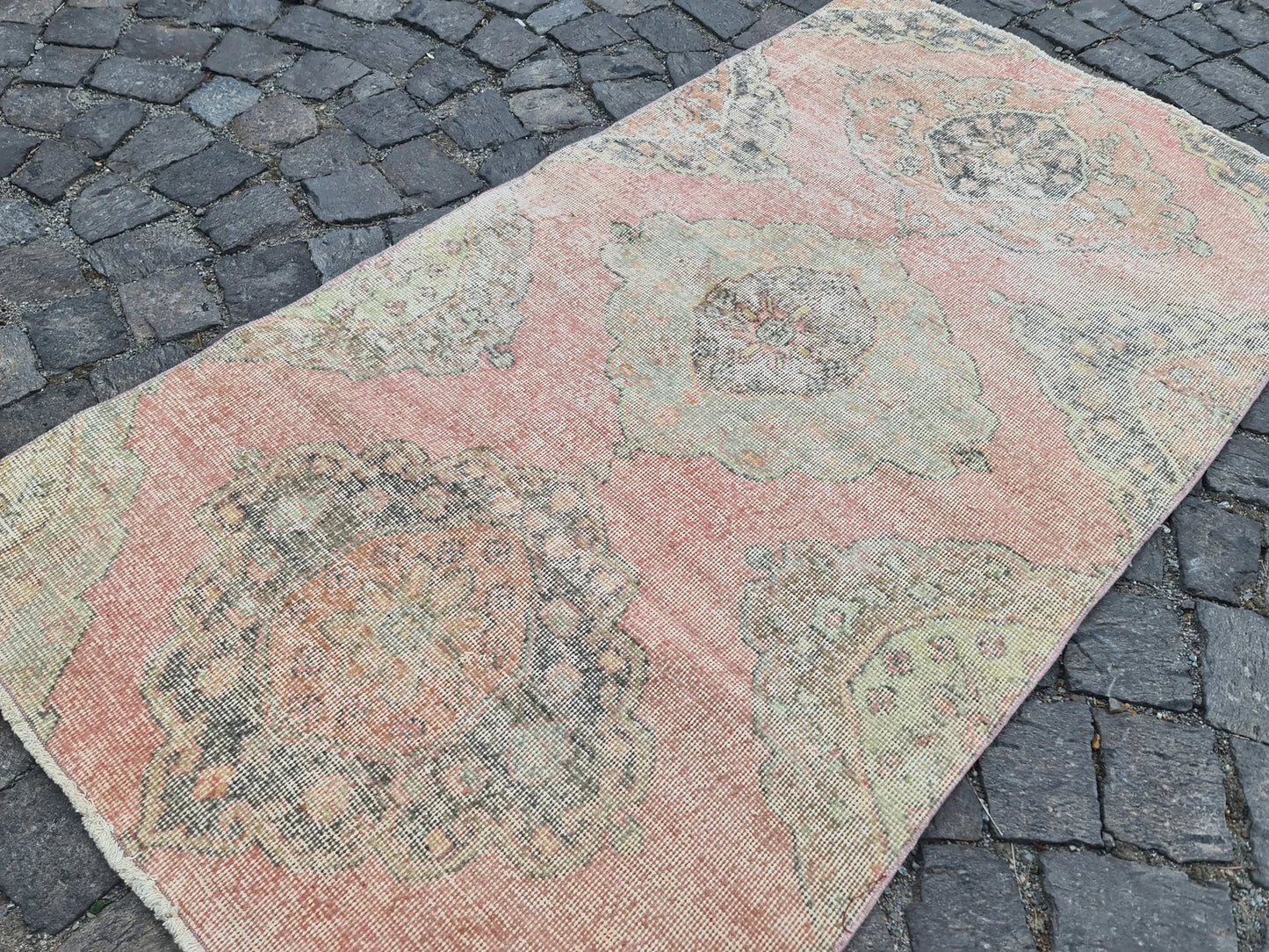 Vintage Turkish Accent Area rug 3.3 x 6.2 ft