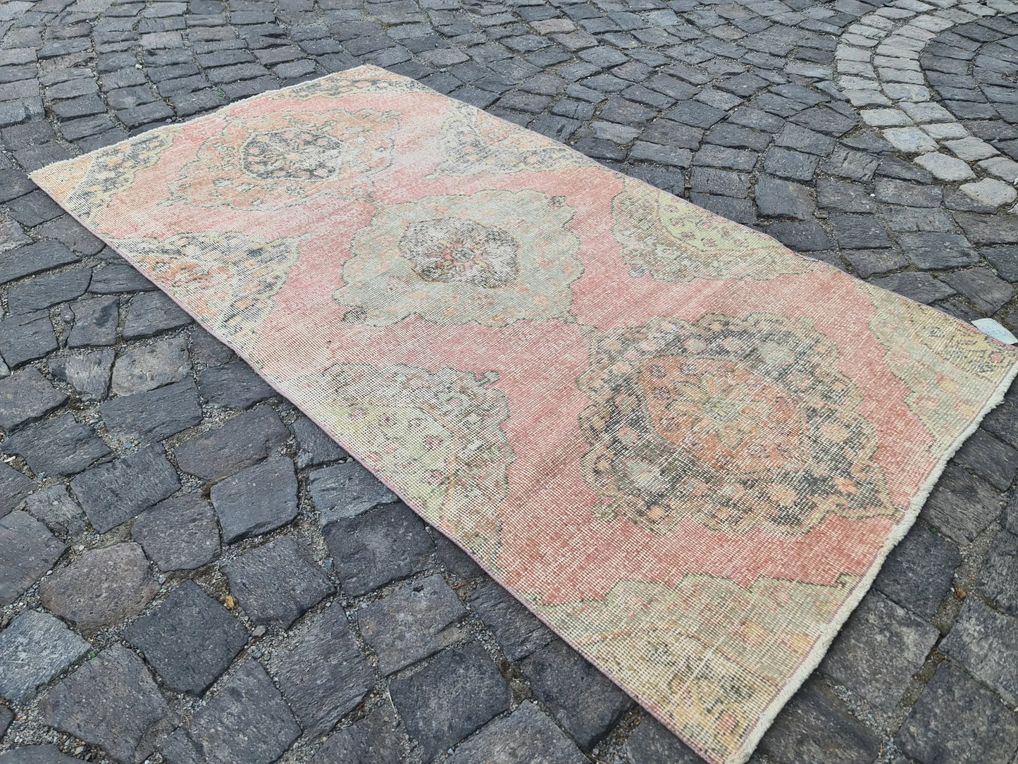 Vintage Turkish Accent Area rug 3.3 x 6.2 ft