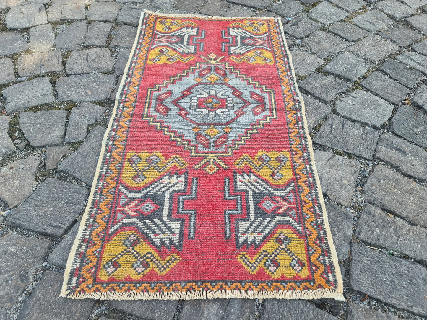 Vintage Turkish Mini Rug 1.7 x 3.2 ft