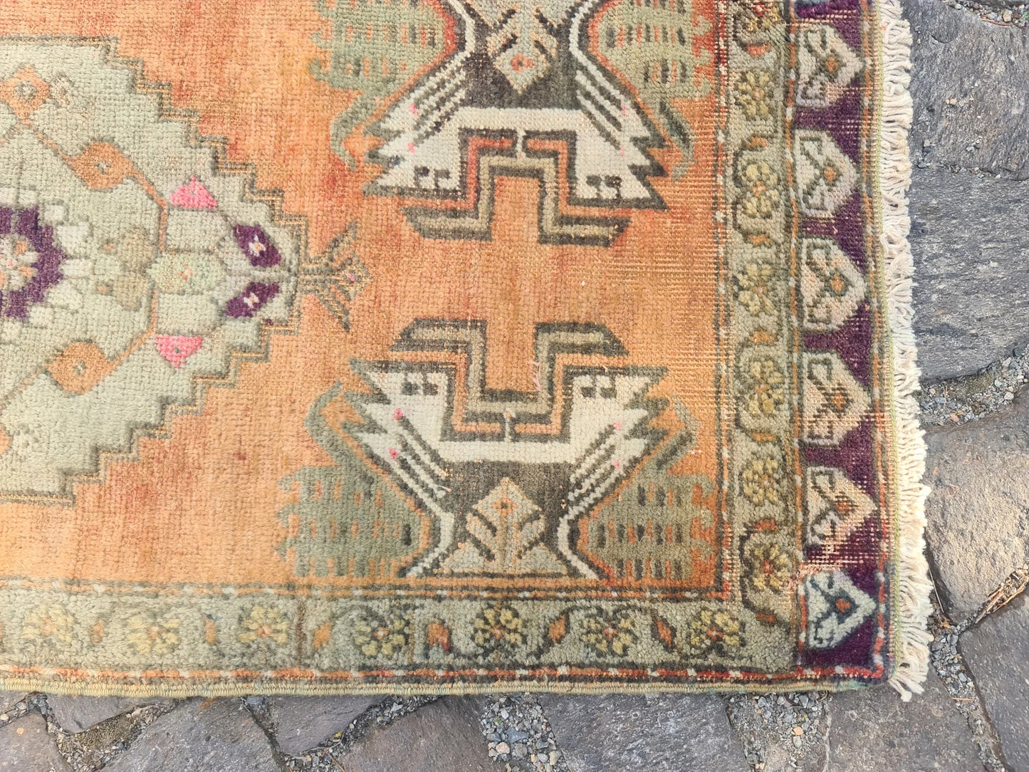 Vintage Turkish Mini Rug 1.6 x 3.9 ft