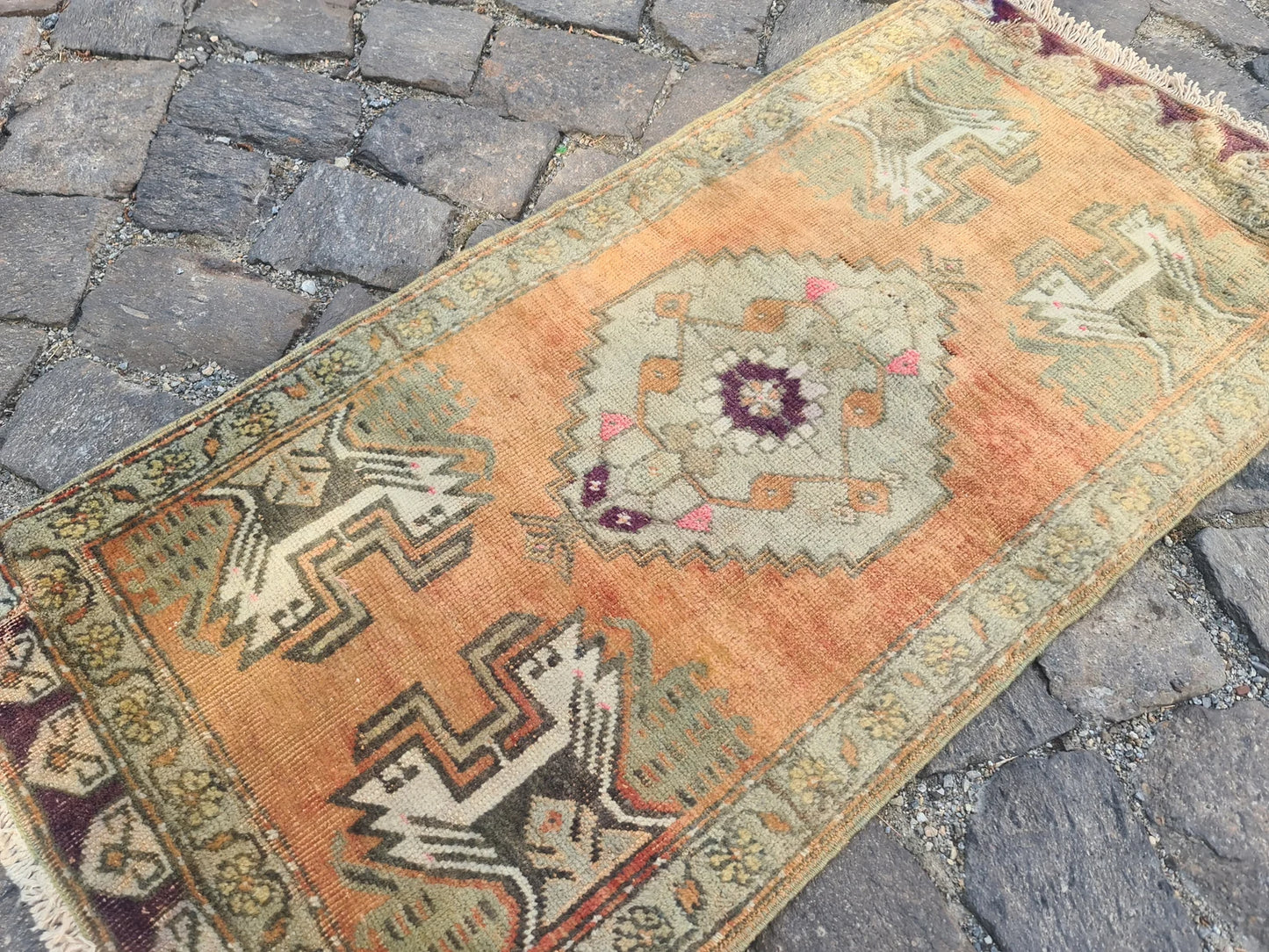 Vintage Turkish Mini Rug 1.6 x 3.9 ft