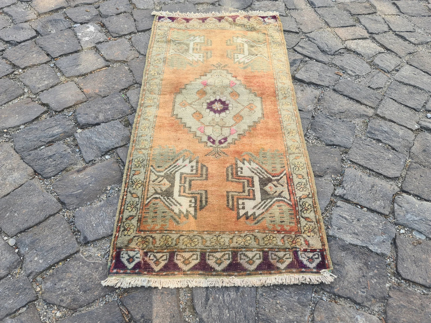 Vintage Turkish Mini Rug 1.6 x 3.9 ft