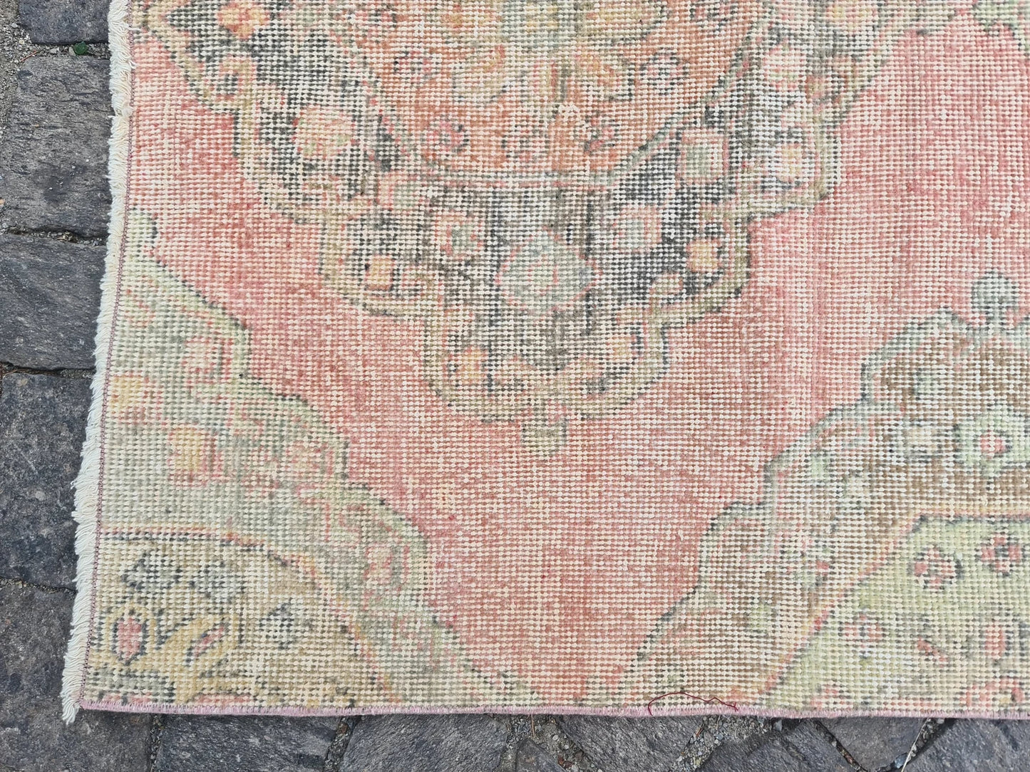 Vintage Turkish Accent Area rug 3.3 x 6.2 ft