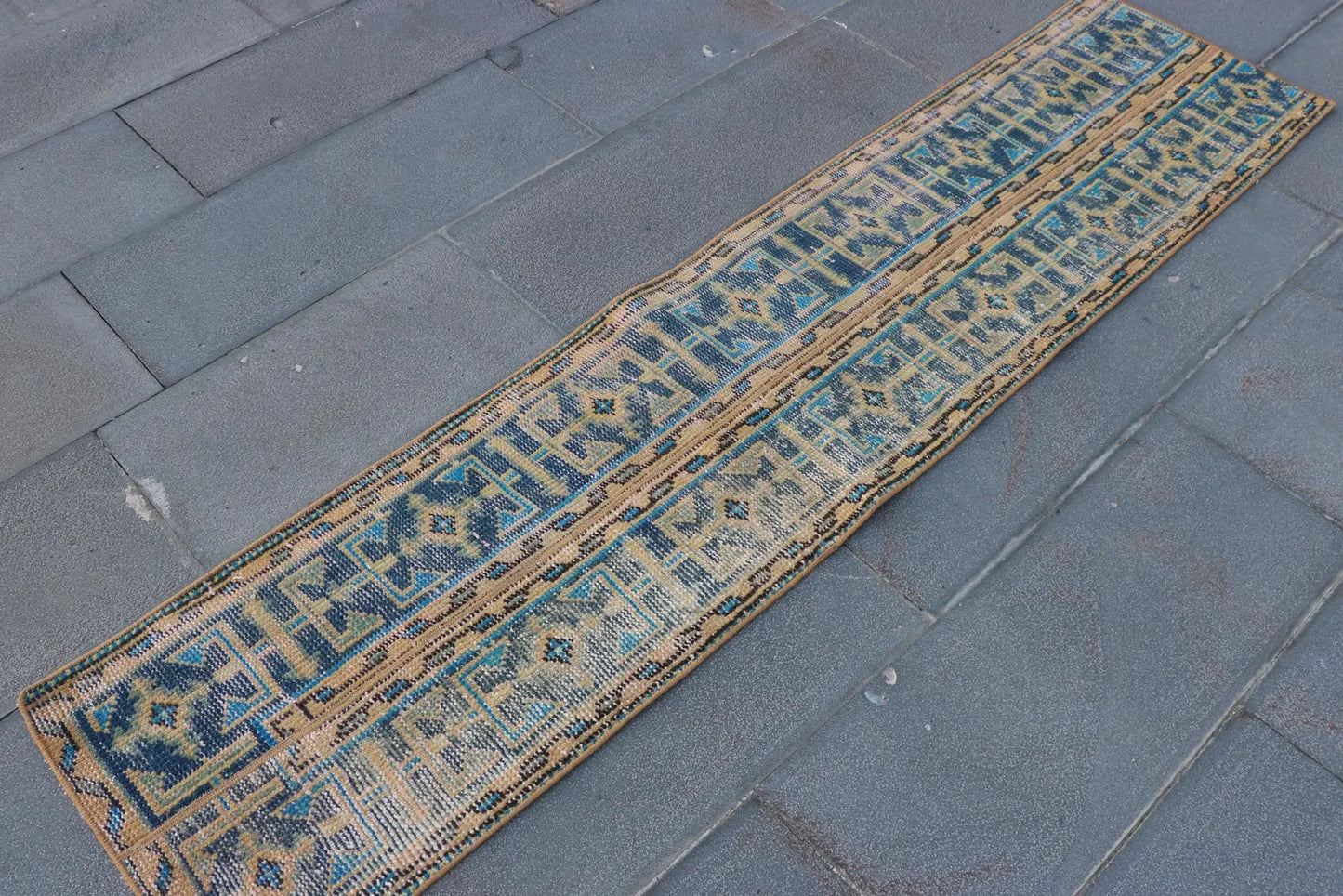 Vintage Turkish Accent Runner Rug 1.5 x 6.8 ft