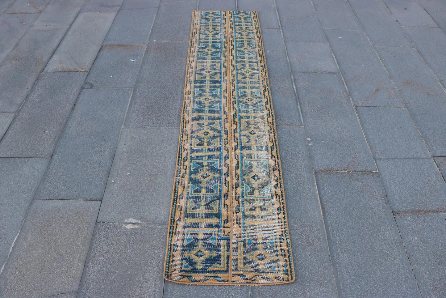 Vintage Turkish Accent Runner Rug 1.5 x 6.8 ft