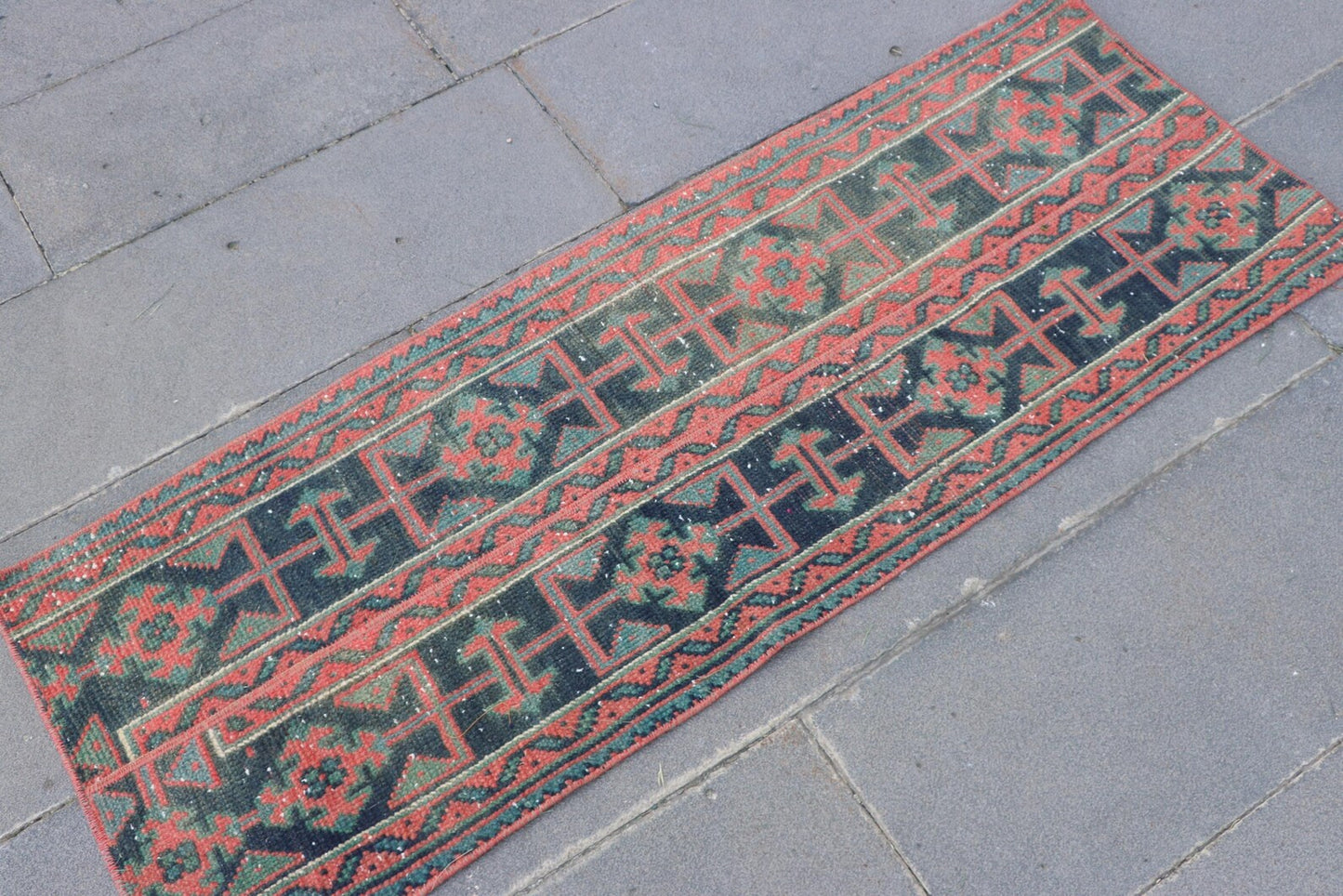 Vintage Turkish Accent Runner Rug 1.7 x 4.7 ft