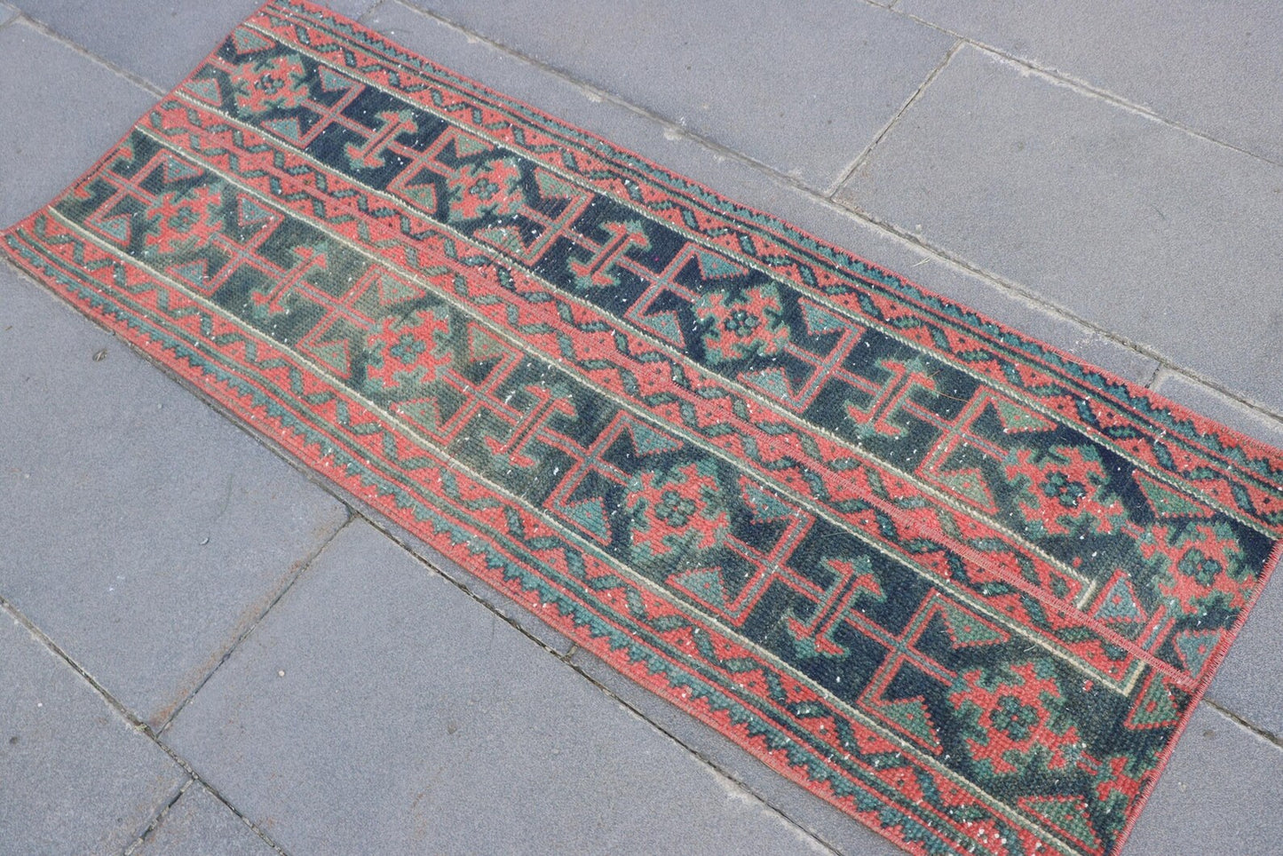 Vintage Turkish Accent Runner Rug 1.7 x 4.7 ft