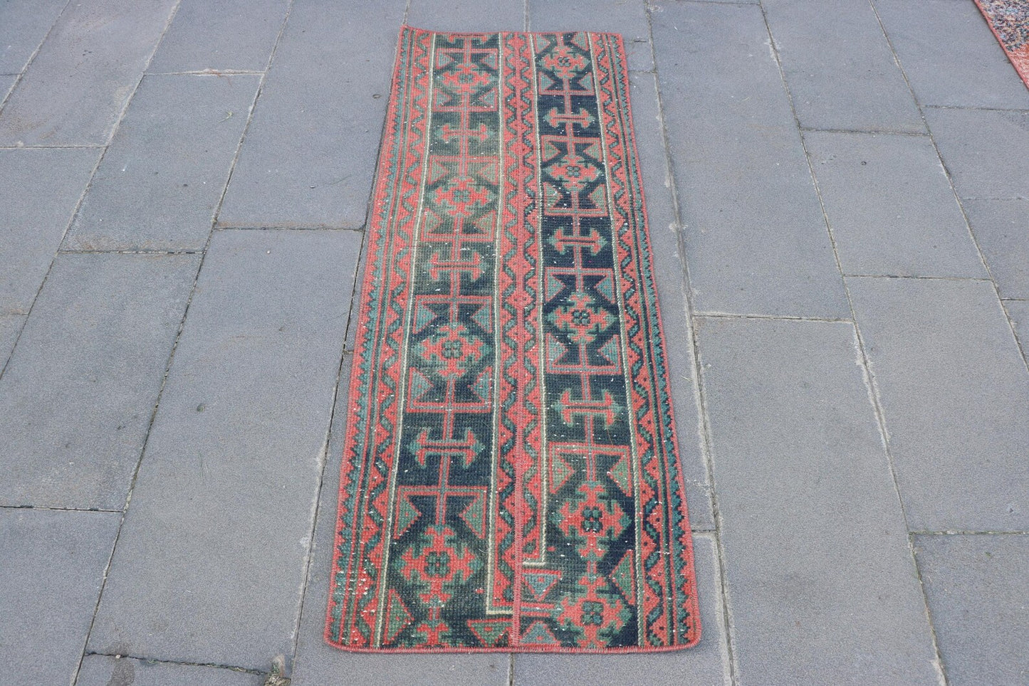 Vintage Turkish Accent Runner Rug 1.7 x 4.7 ft