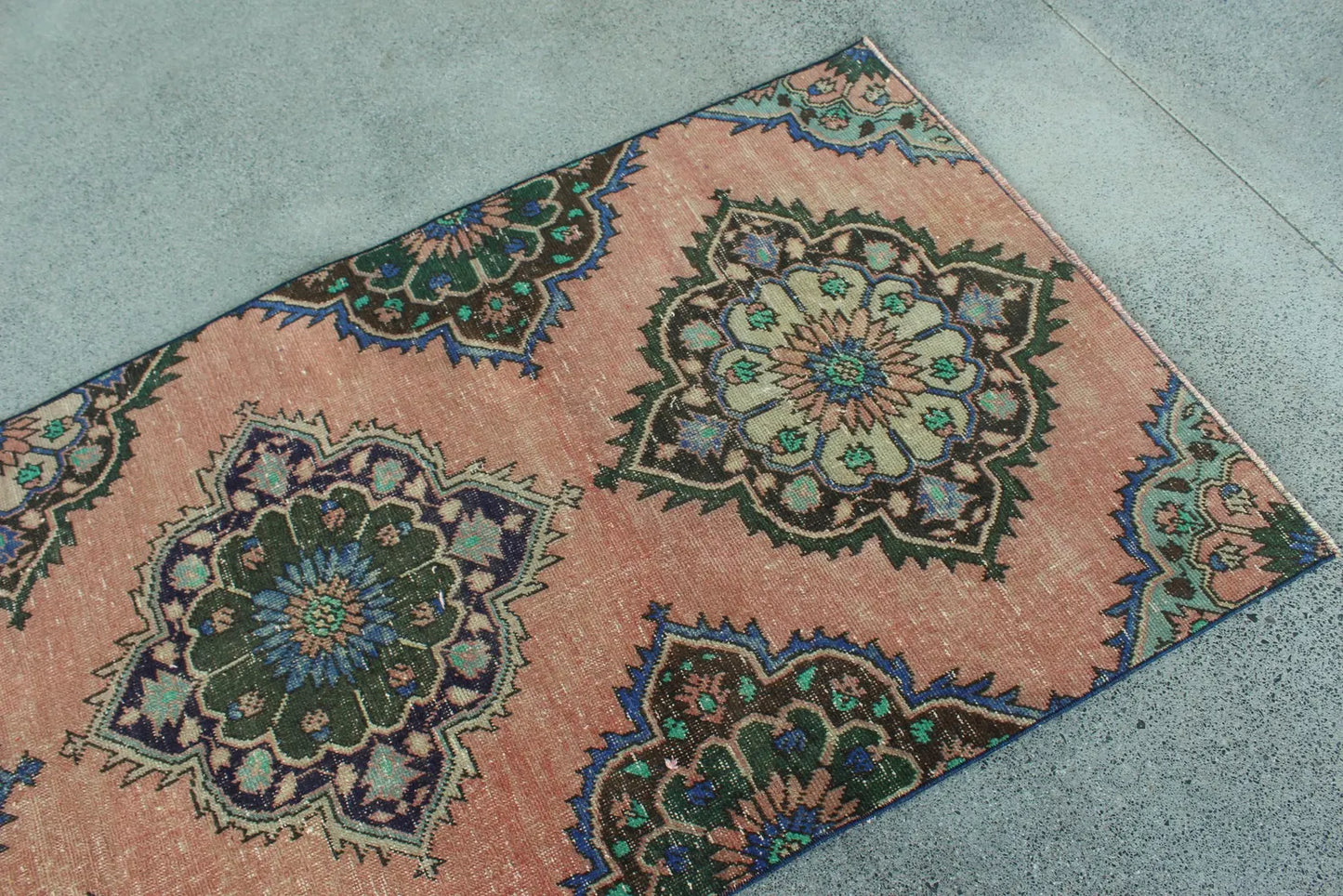 Vintage Turkish Accent Area Rug 3.2 x 6.6 ft