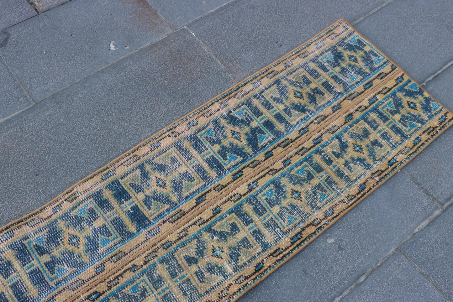 Vintage Turkish Accent Runner Rug 1.5 x 6.8 ft