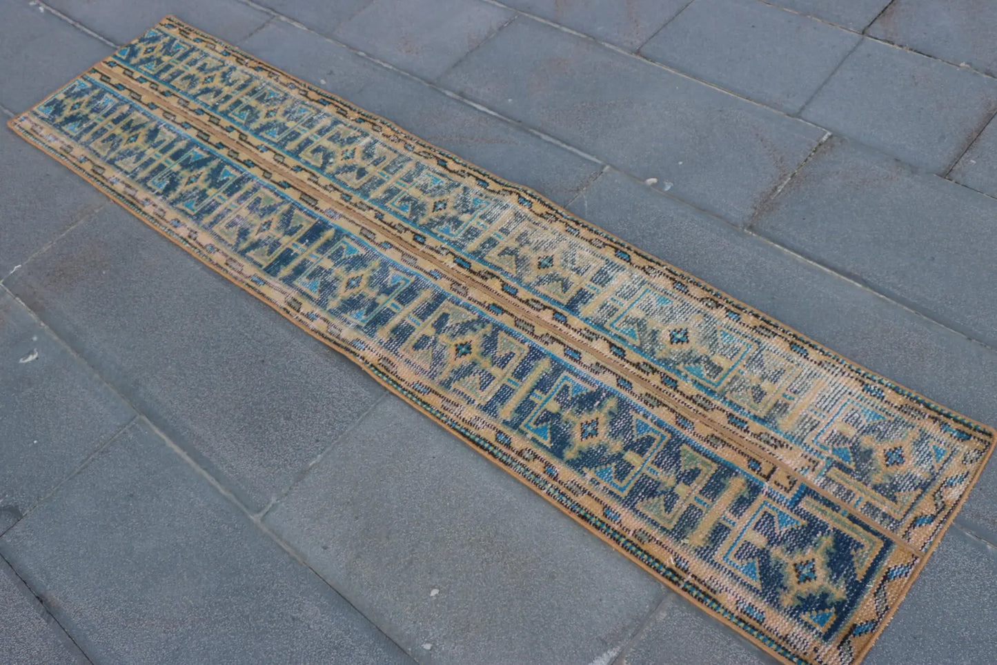 Vintage Turkish Accent Runner Rug 1.5 x 6.8 ft