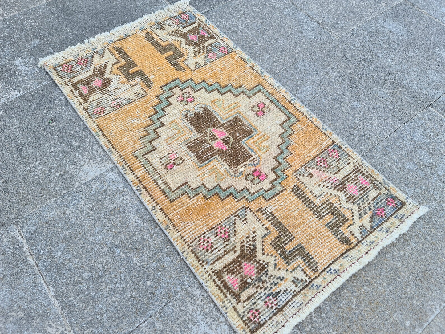 Vintage Turkish Mini Rug 1.4 x 2.5 ft