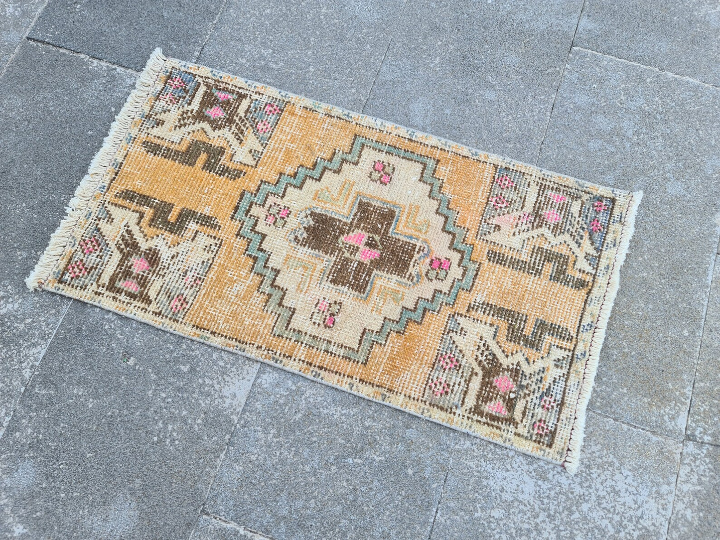Vintage Turkish Mini Rug 1.4 x 2.5 ft