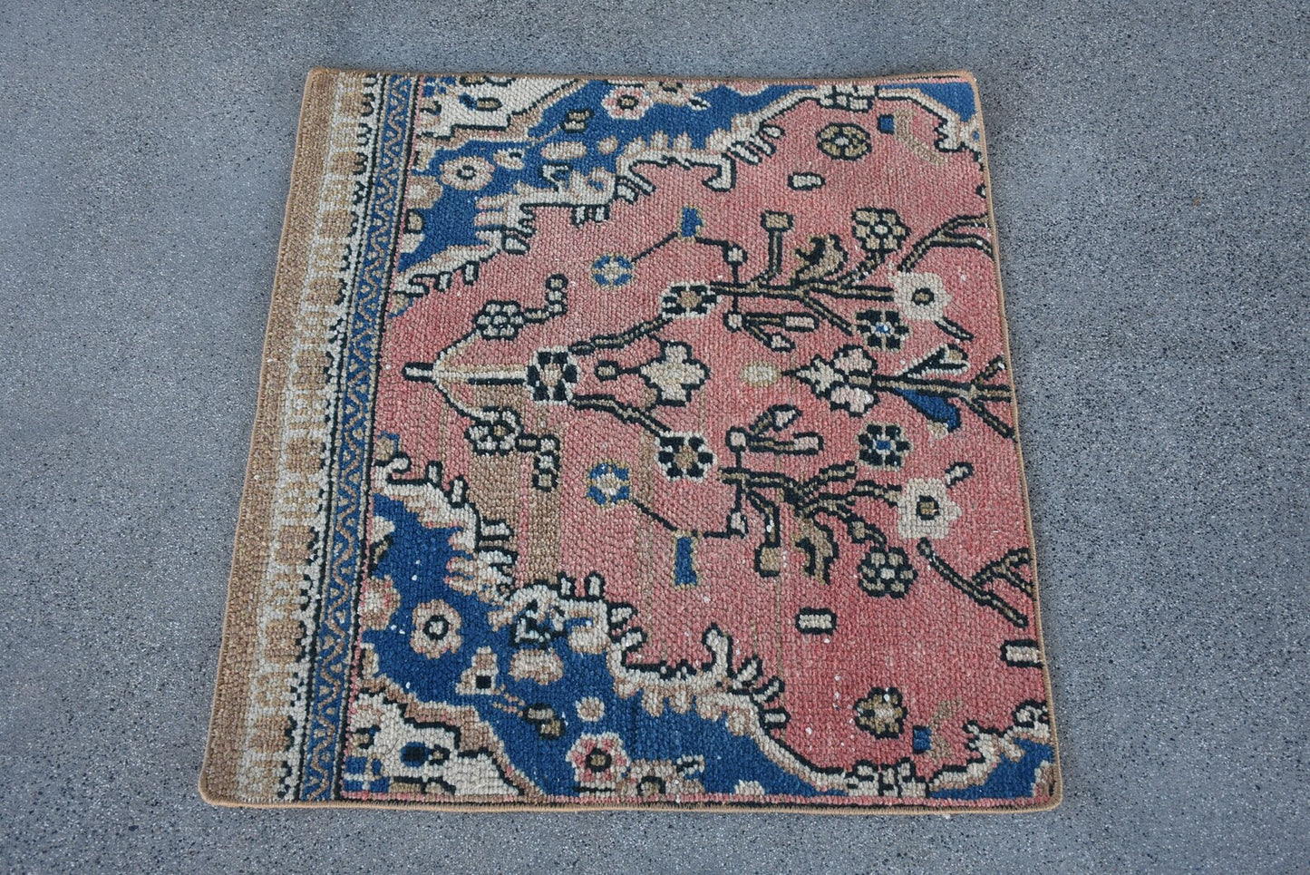 Vintage Turkish Mini Rug 2.3 x 2.6 ft