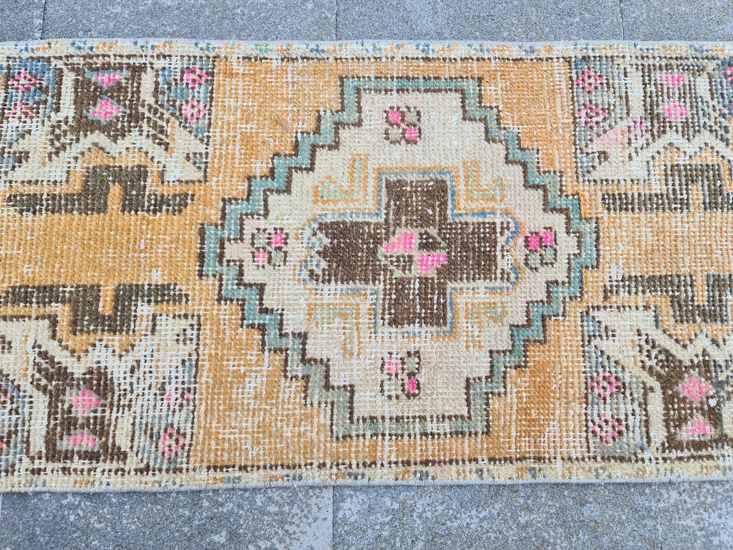 Vintage Turkish Mini Rug 1.4 x 2.5 ft