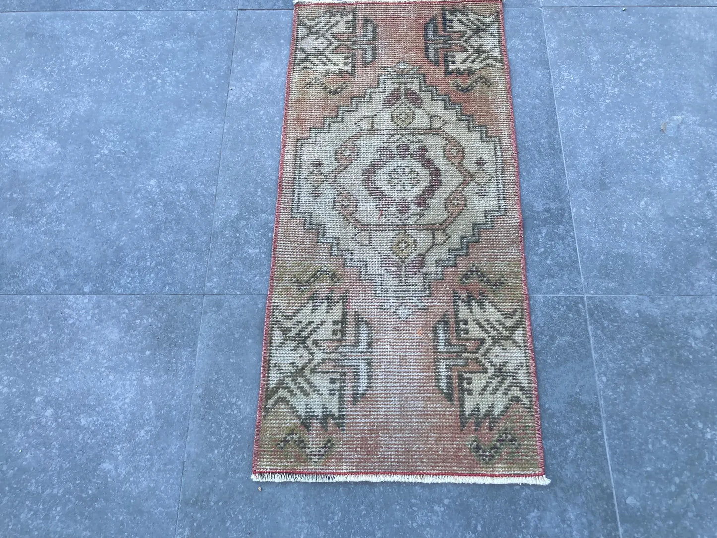 Vintage Turkish Mini Rug 1.3 x 2.9 ft