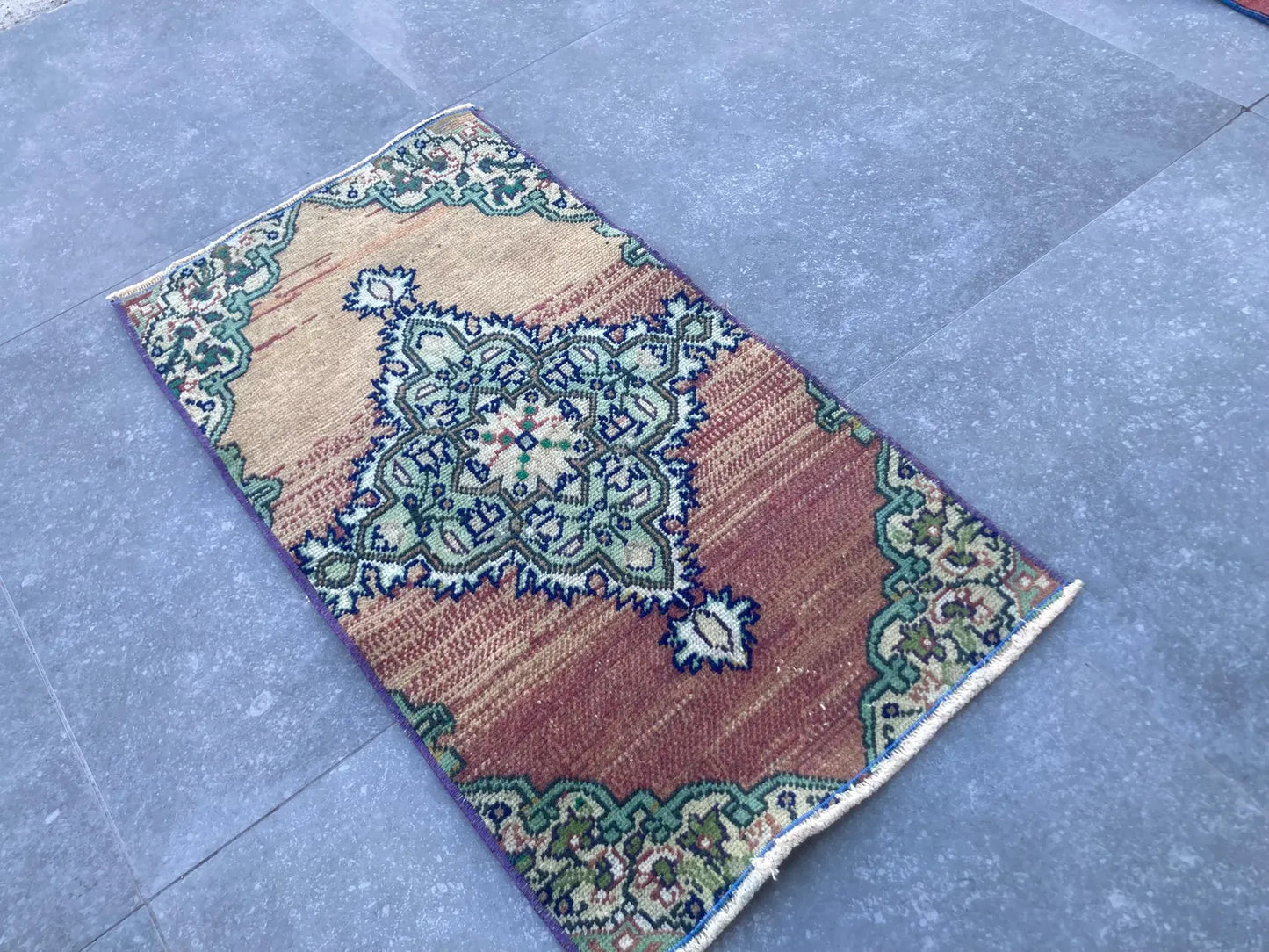 Vintage Turkish Mini Rug 1.2 x 2.3 ft