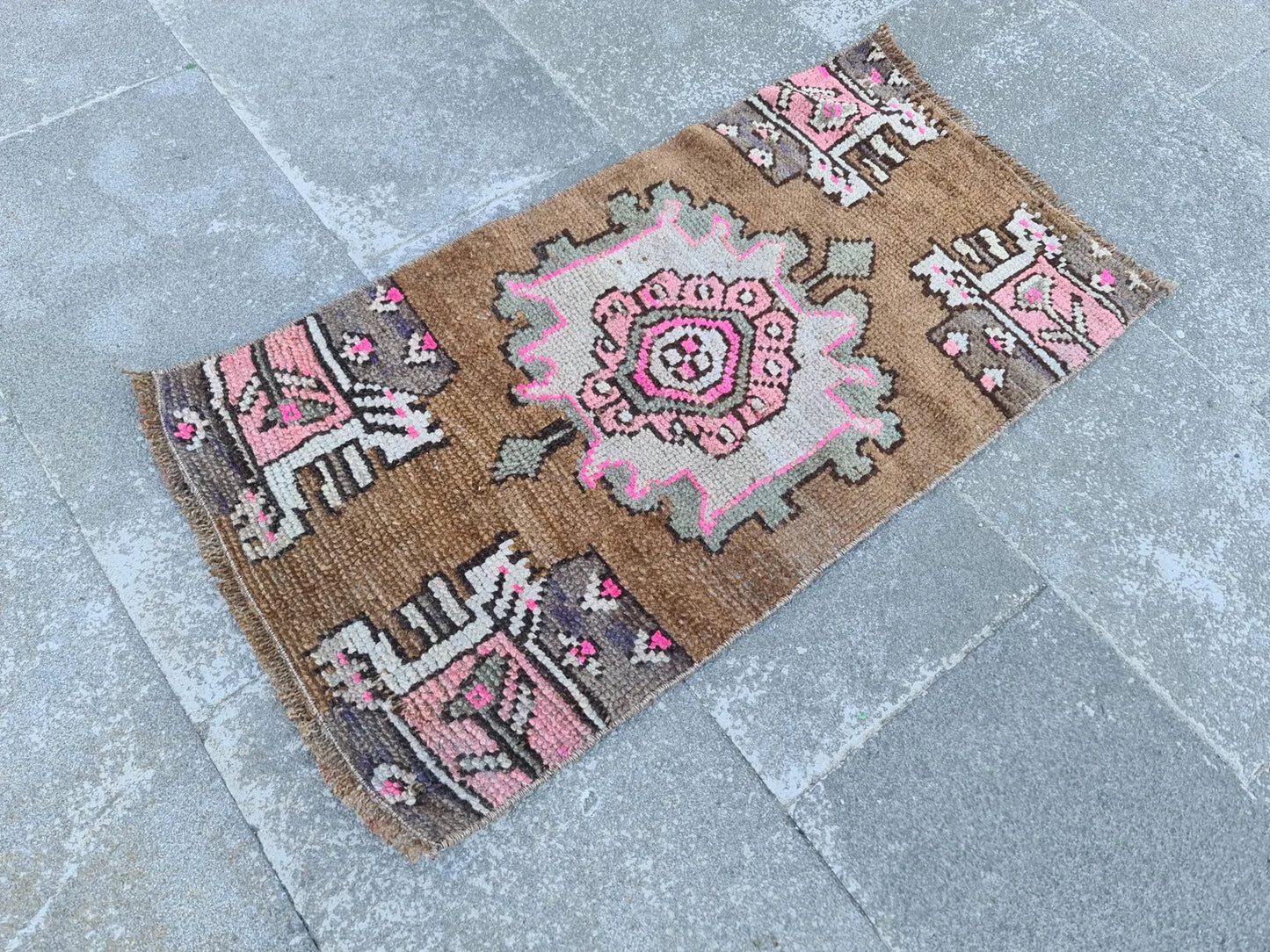 Vintage Turkish Mini Rug 1.4 x 2.9 ft