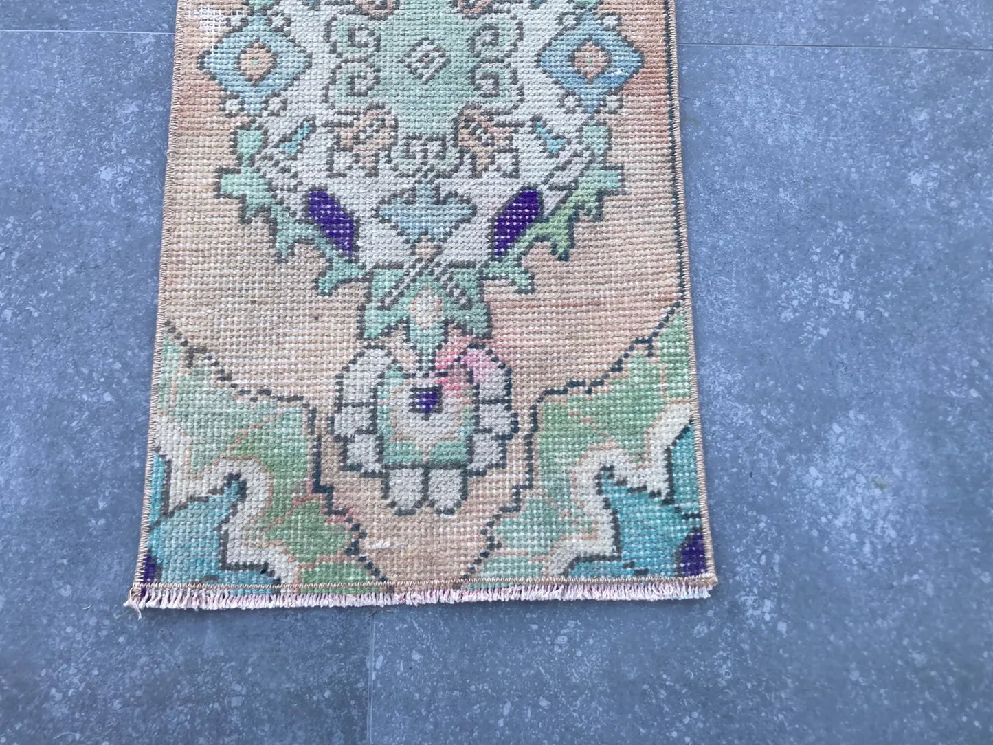 Vintage Turkish Mini Rug 1.2 x 2.5 ft