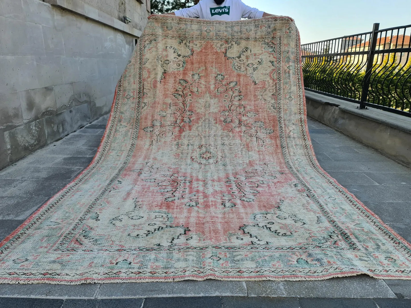 XL Vintage Turkish Accent Area Rug 6.7 x 10.6 ft