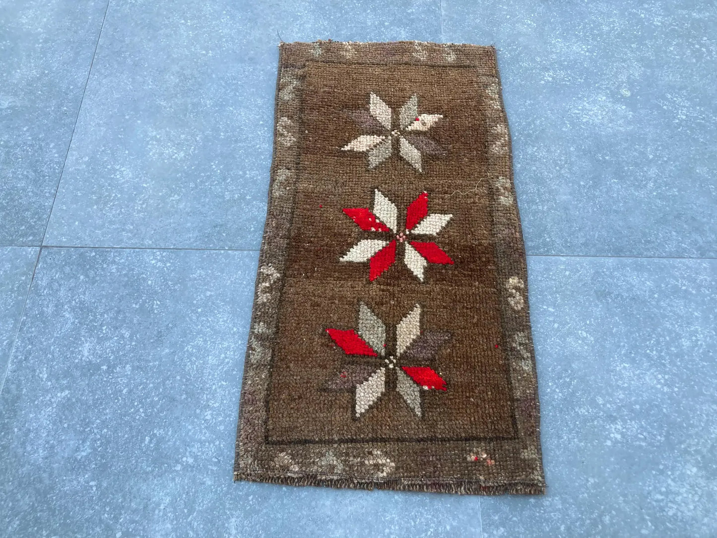 Vintage Turkish Mini Rug 1.2 x 2.3 ft