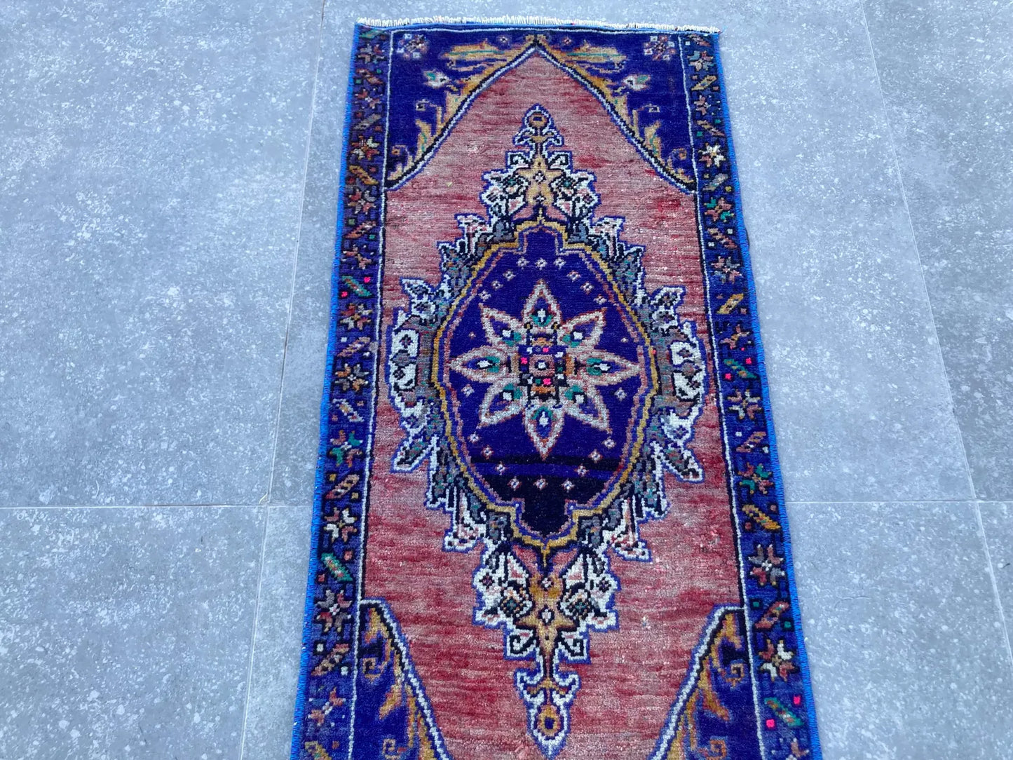 Vintage Turkish Mini Rug 1.2 x 2.8 ft
