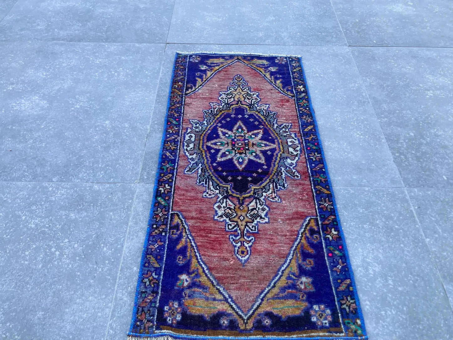 Vintage Turkish Mini Rug 1.2 x 2.8 ft