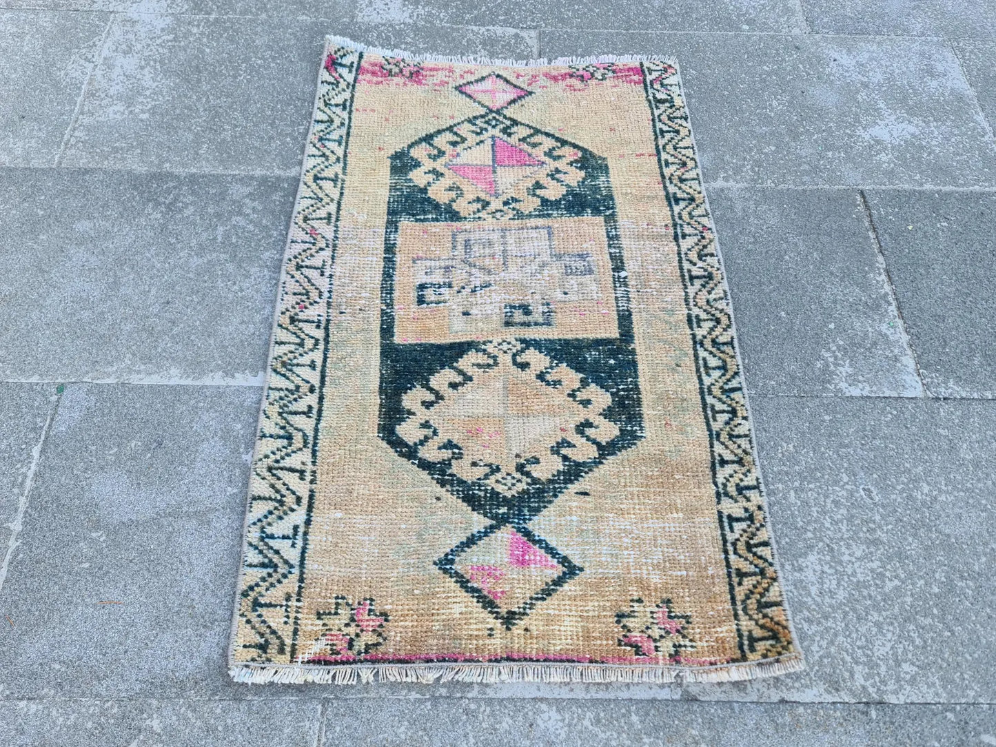 Vintage Turkish Mini Rug 1.7 x 2.6 ft