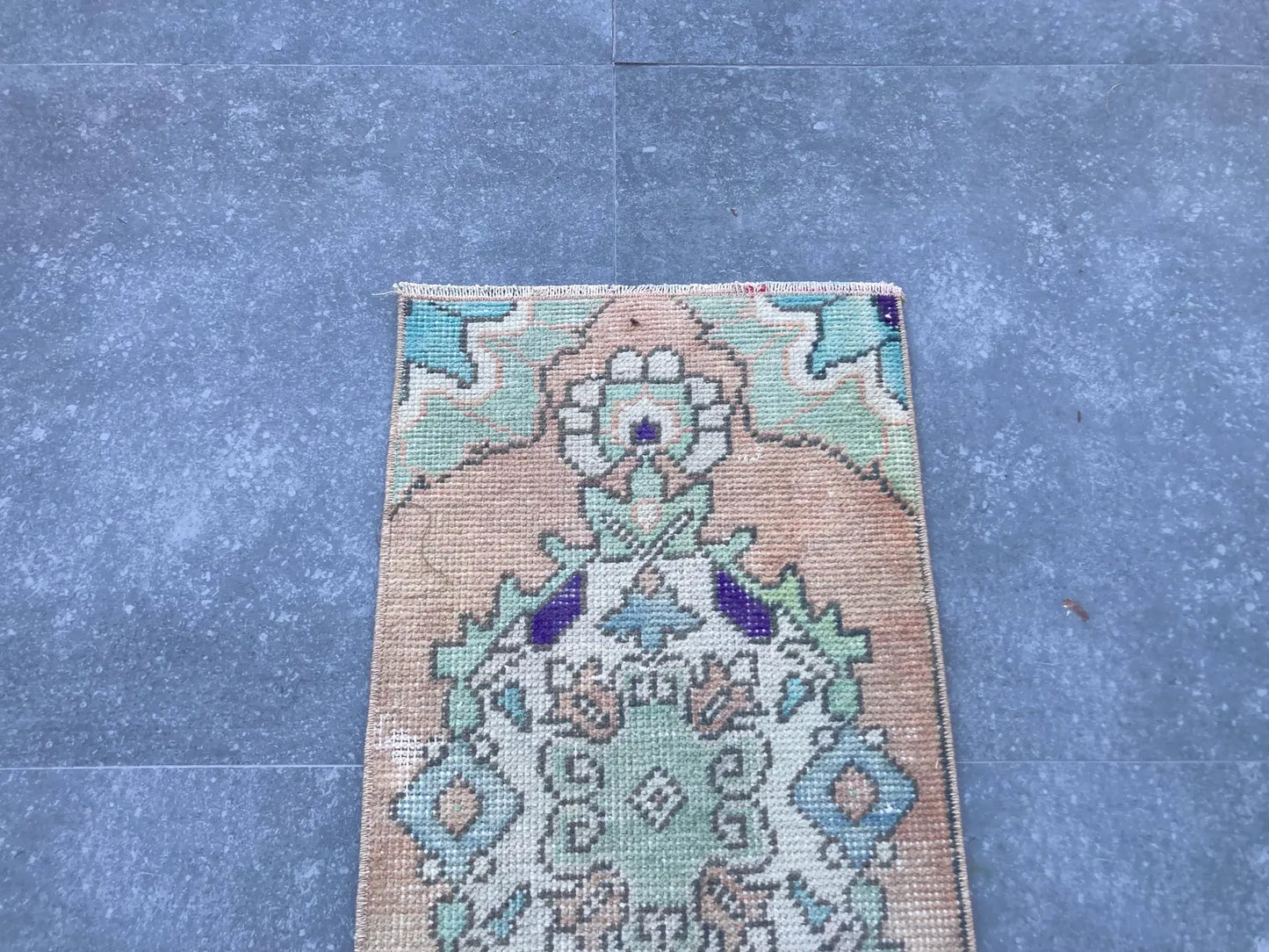 Vintage Turkish Mini Rug 1.2 x 2.5 ft