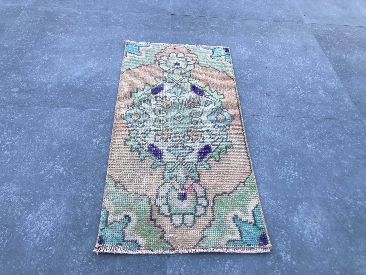 Vintage Turkish Mini Rug 1.2 x 2.5 ft