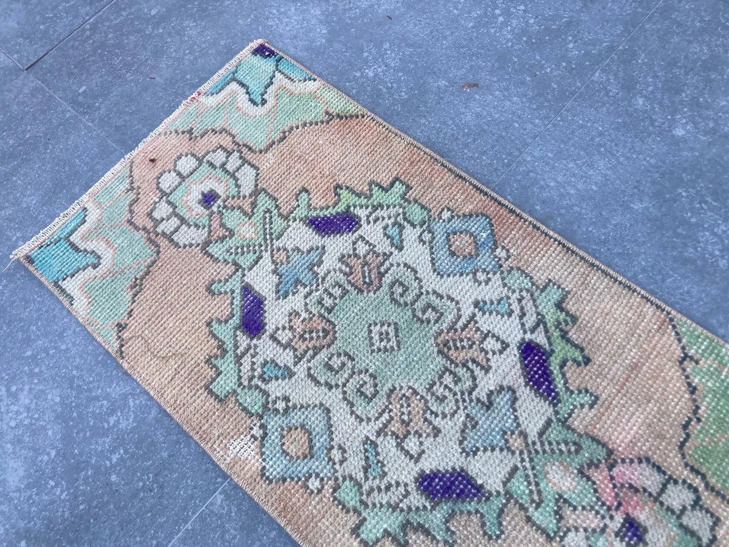 Vintage Turkish Mini Rug 1.2 x 2.5 ft