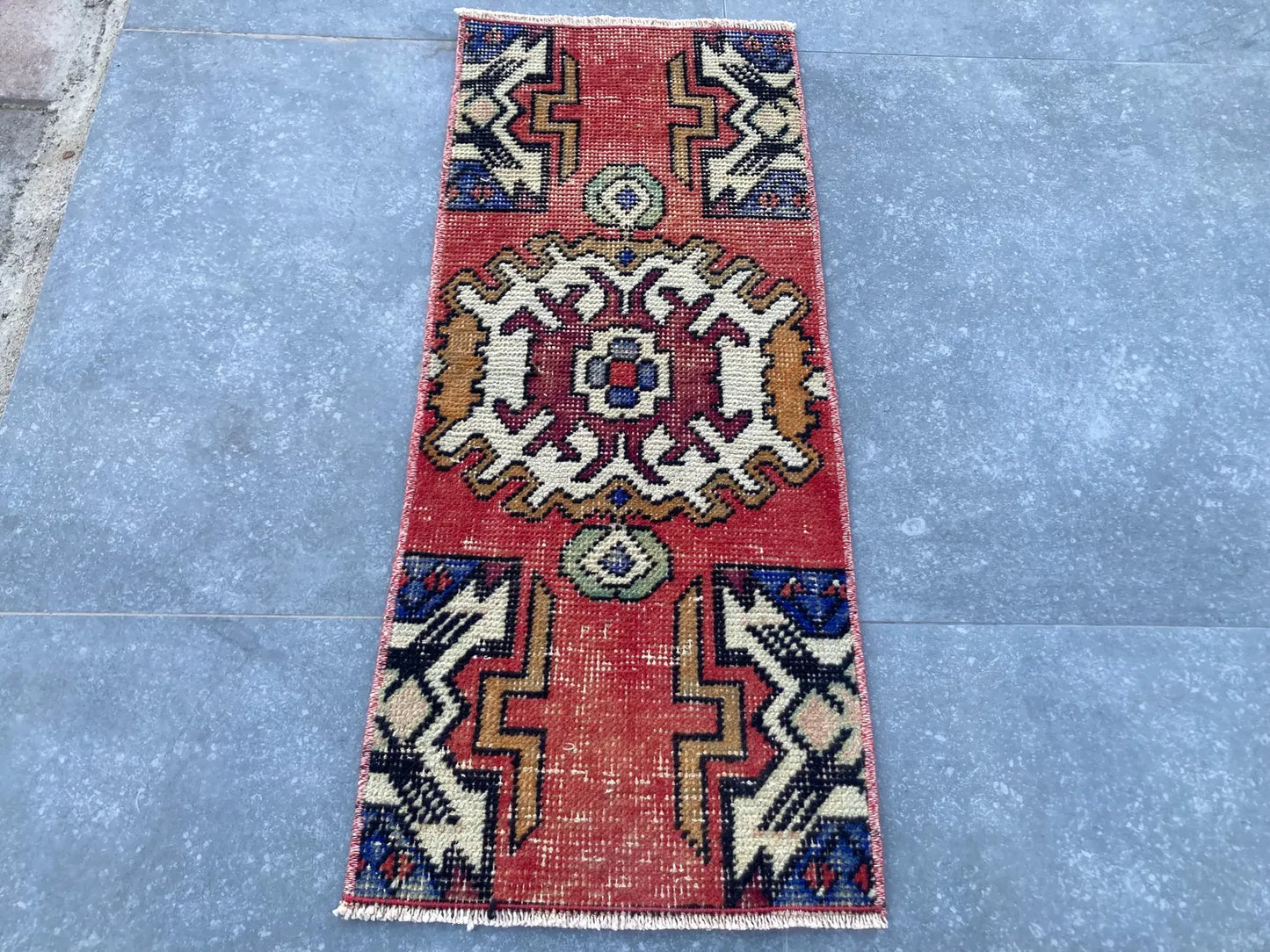 Vintage Turkish Mini Rug 1.1 x 2.6 ft